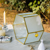 Hexagon Gold Brass and Glass Card box, Lockable, with slot for wedding, wishwell, babyshower - NCYPgarden