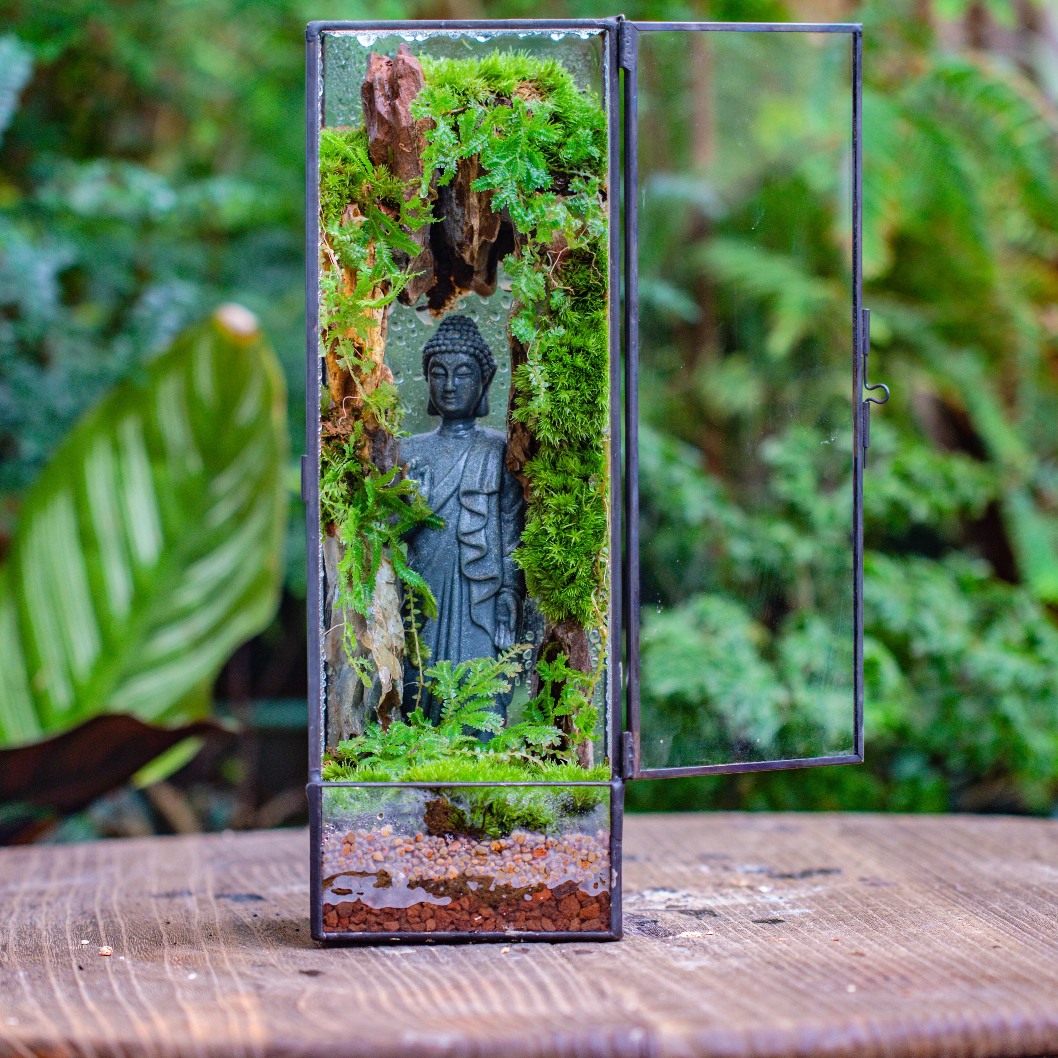 NCYP Close 11.8" Tall Geometric Glass Terrarium with Door Building