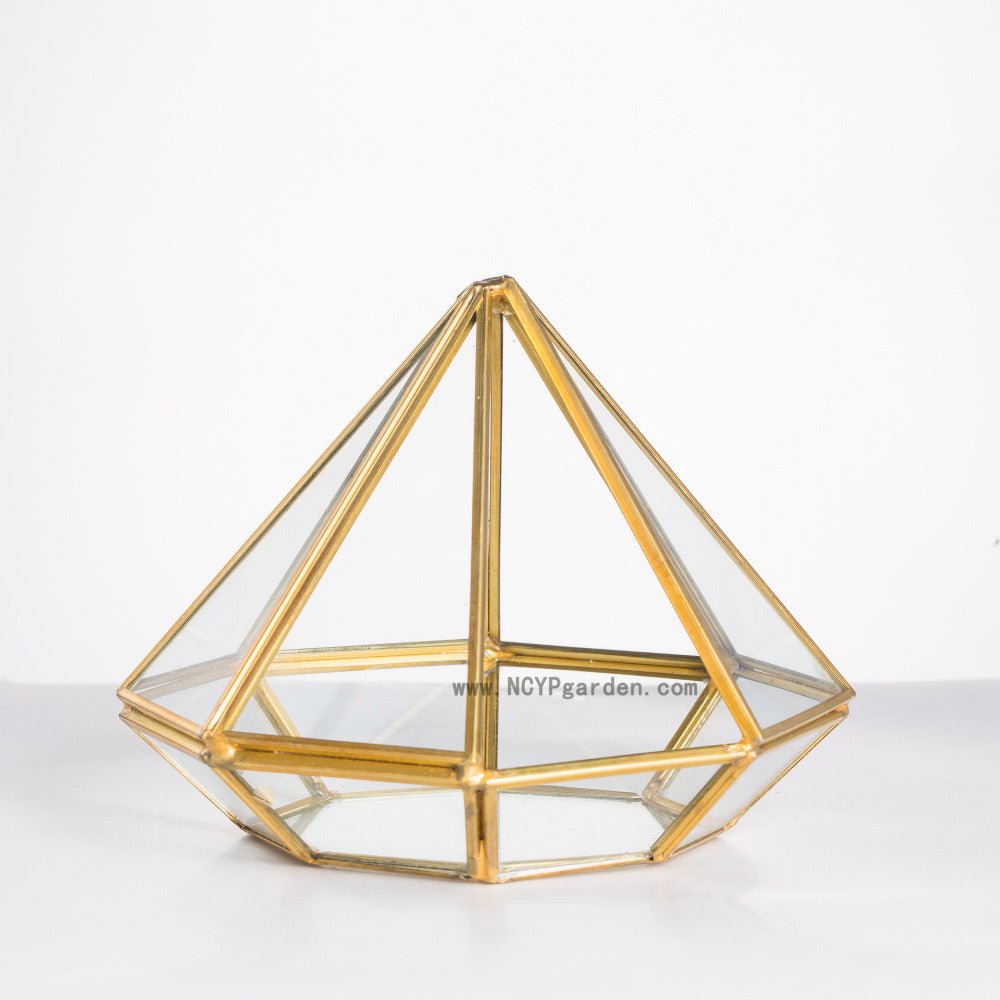 gold geometric succulent terrarium Shop Open Gold Diamond Shape Glass Geometric Terrarium