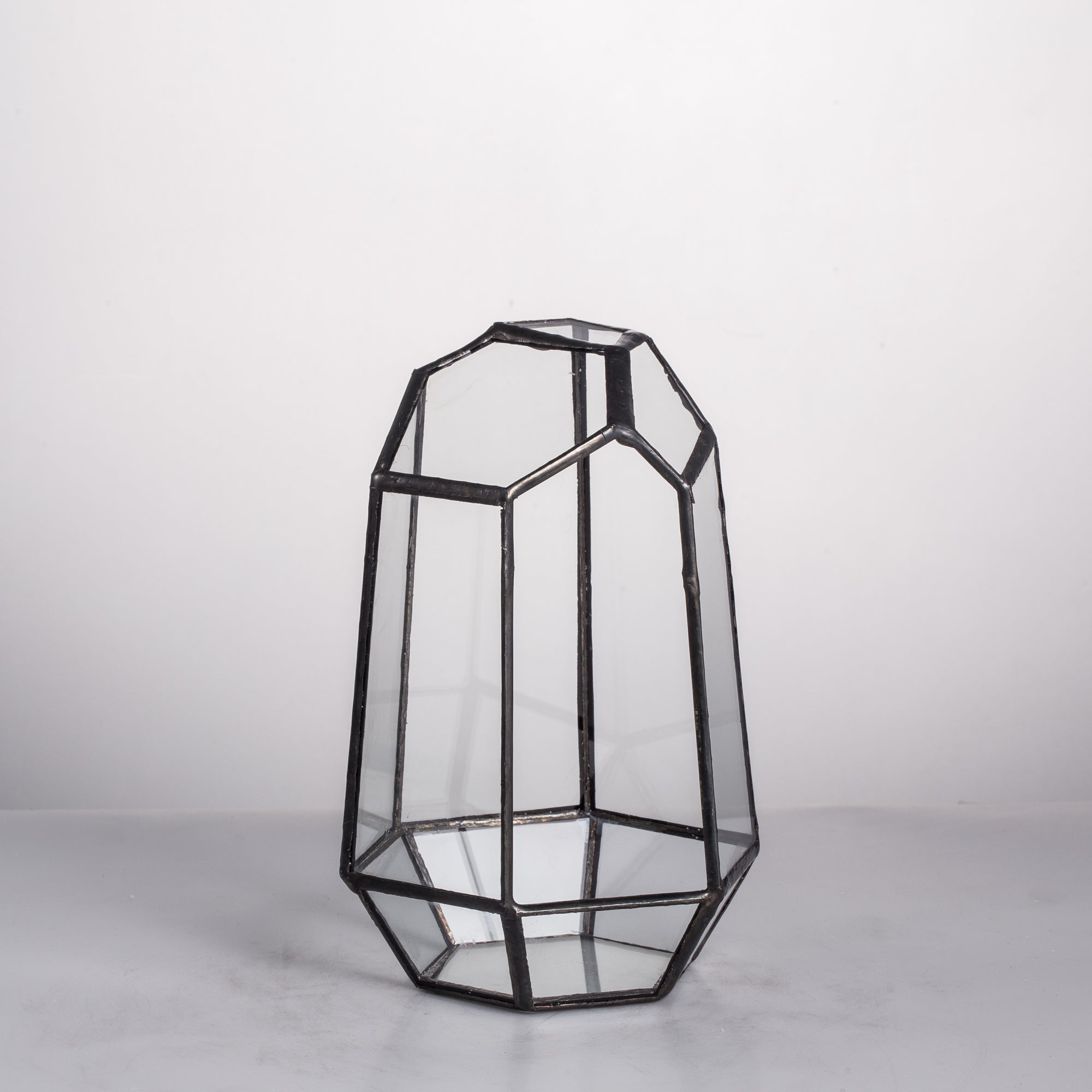 Handmade Irregular Tall Black Glass Geometric Terrarium for Succulents Moss Airplants - small PG01A1 - NCYPgarden