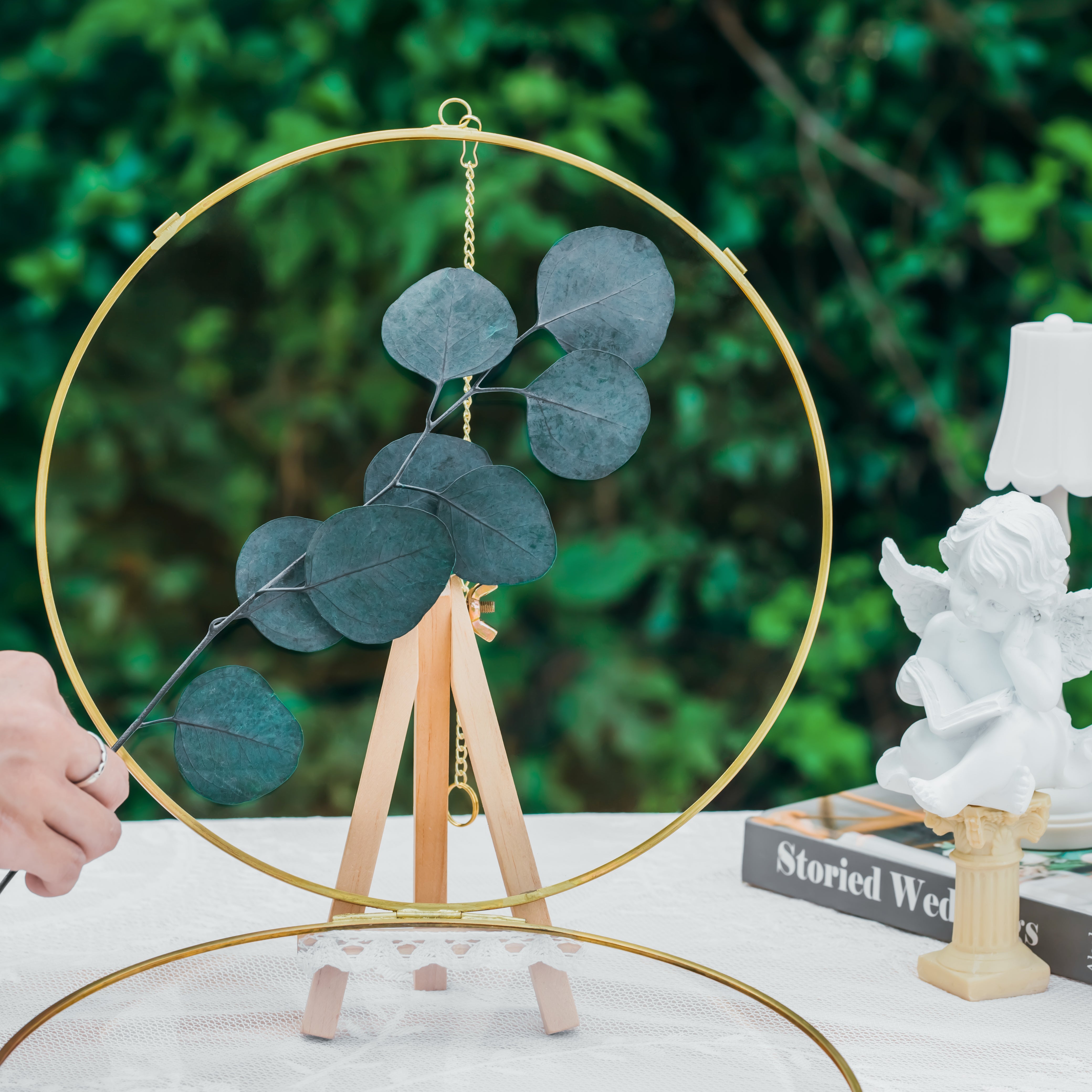 NCYP Wall Hanging Round 8" 10" 12" Herbarium Brass Glass Frame for Pressed Flowers, Poster, Double Glass, floating Frame - NCYPgarden