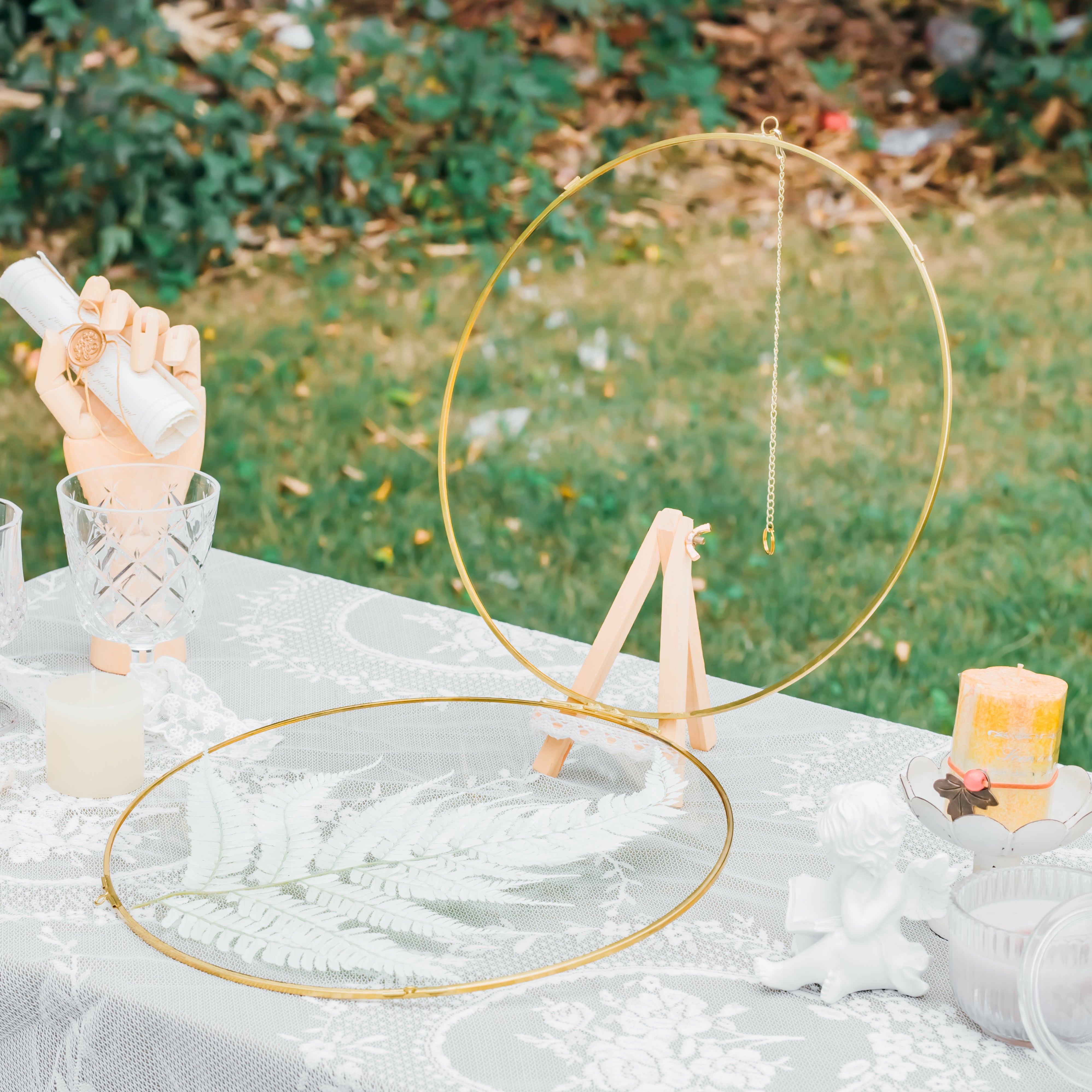 NCYP Wall Hanging Round 8" 10" 12" Herbarium Brass Glass Frame for Pressed Flowers, Poster, Double Glass, floating Frame - NCYPgarden