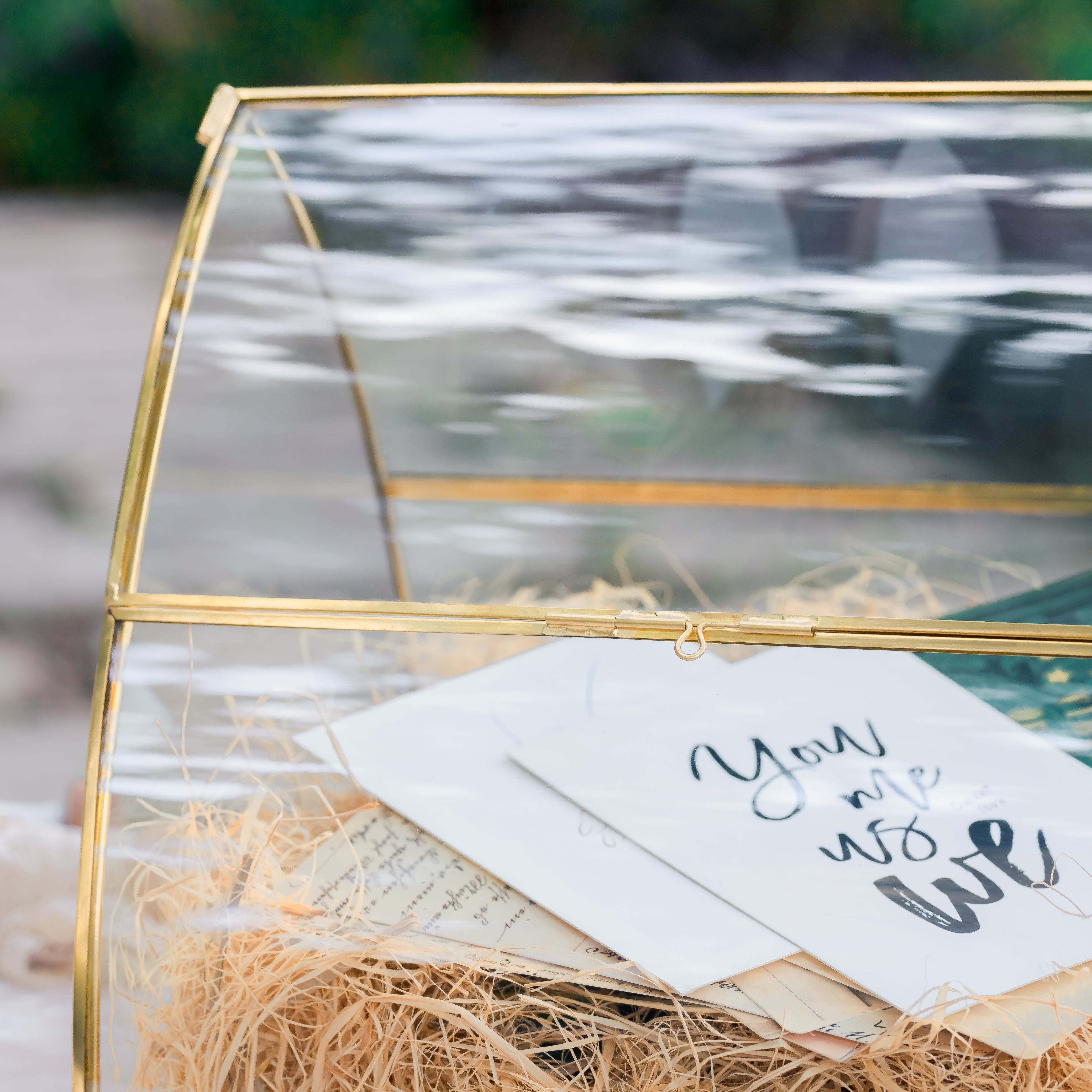 House Shape Arched Curved Roof Vintage Glass Card Box Terrarium, Handmade Brass for Wedding Receiption Wishwell Keepsake - NCYPgarden