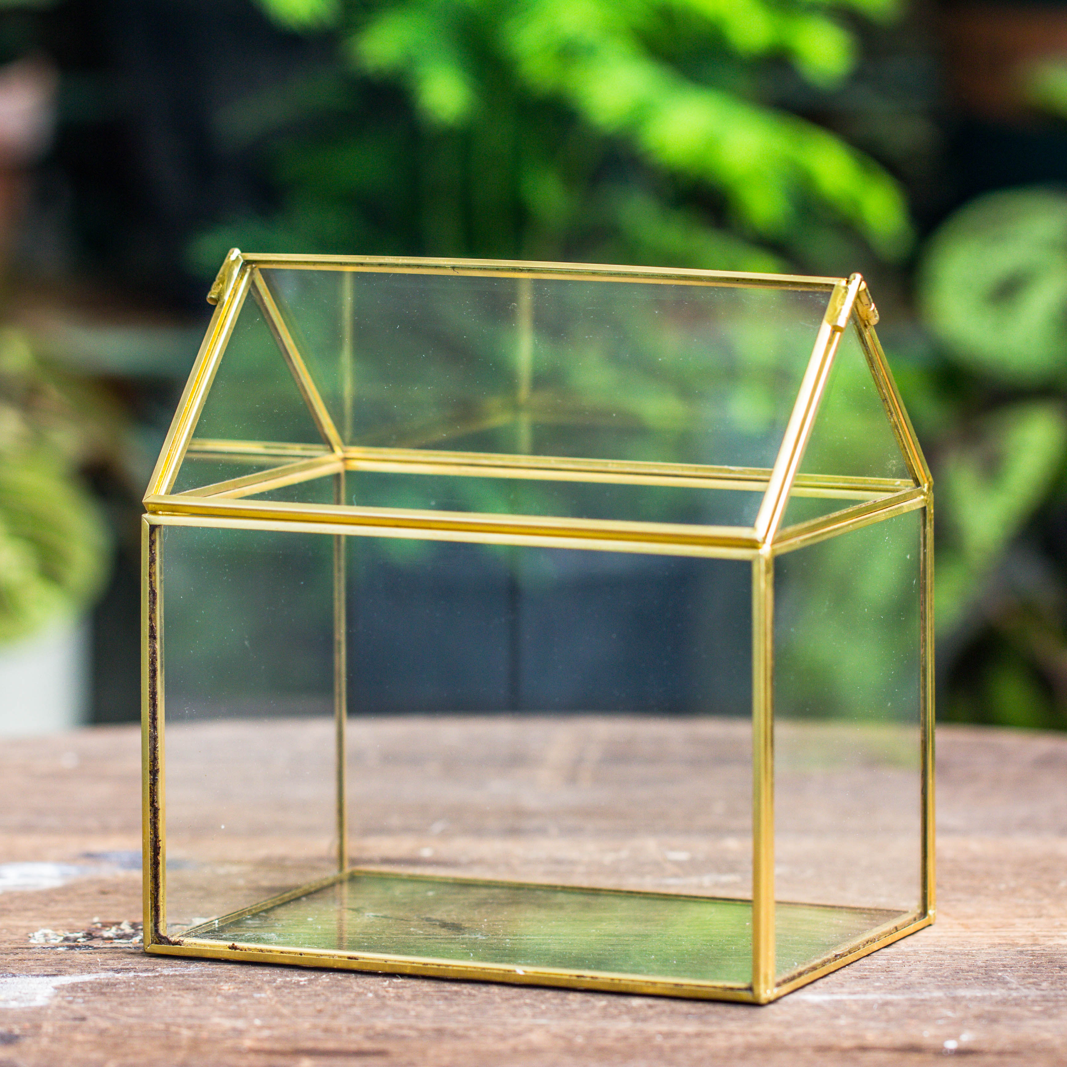 Handmade Gold Glass Box Geometric Terrarium with Lid for Planter Container Storage Case Gift PH06F1 - NCYPgarden
