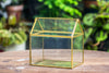 Handmade Black Gold Glass Box Geometric Terrarium with Lid for Planter Container Storage Case Gift - NCYPgarden