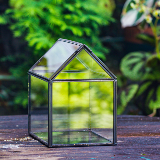 Handmade Black Gold Glass Box Geometric Terrarium with Lid for Planter Container Storage Case Gift - NCYPgarden