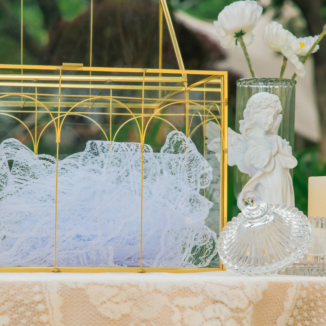 Vintage House Glass Geometric Terrarium Card Box Gold for wedding