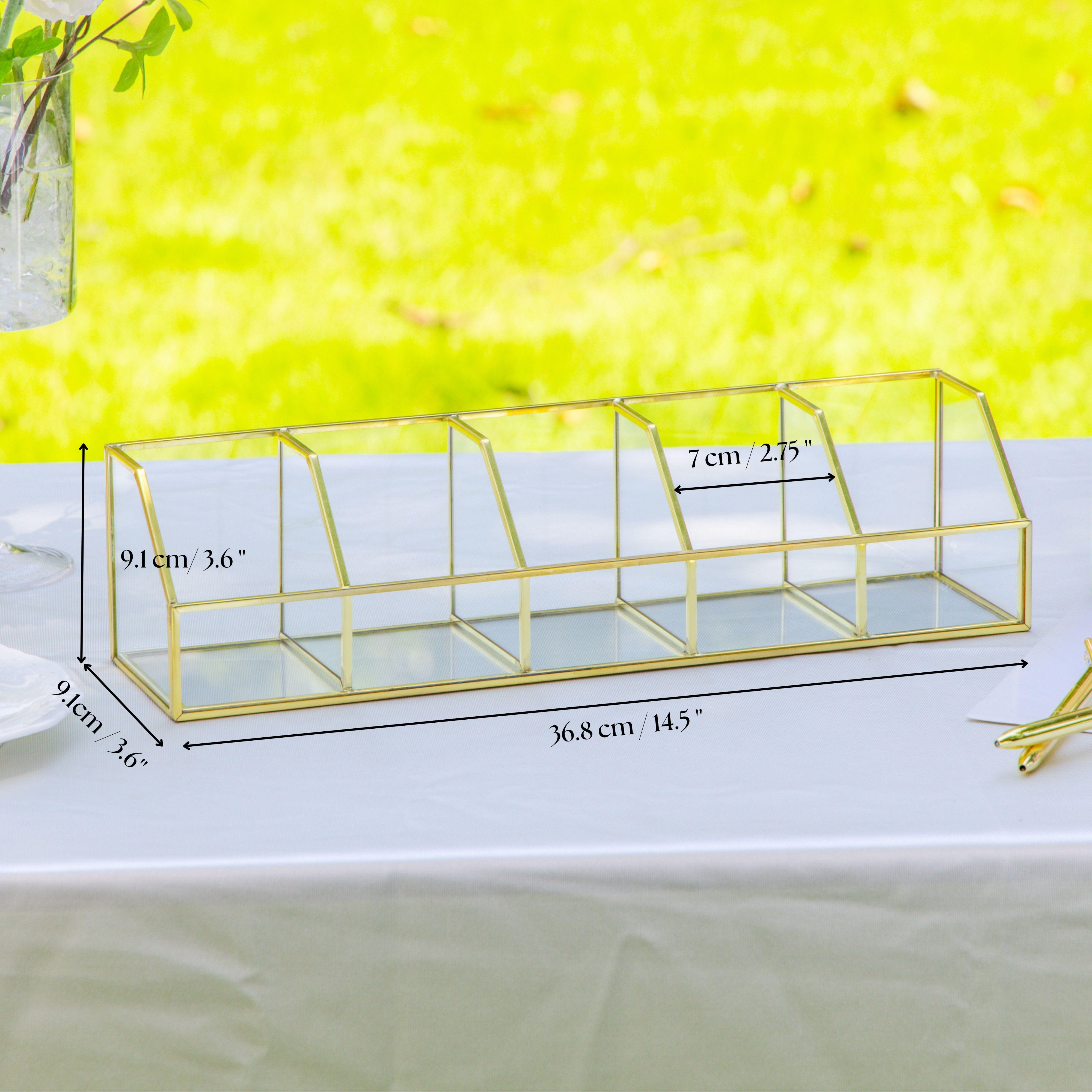 Glass Gold Tea Bag Box, 5 Compartments Box, Tea Lovers Gift Box, Tea Organizer, Christmas Gift - NCYPgarden