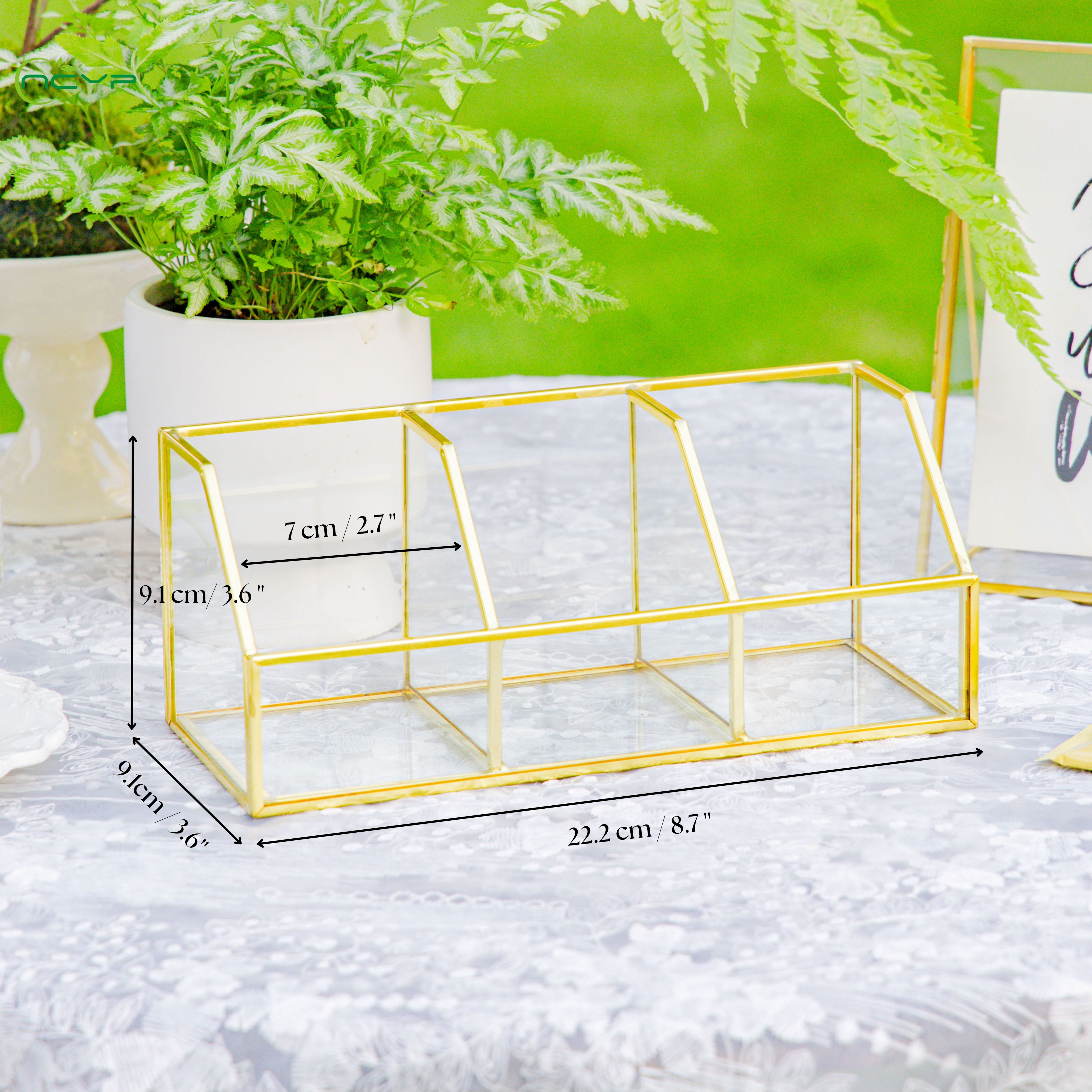 Glass Gold Tea Bag Box, 3 Compartments Box, Tea Lovers Gift Box, Tea Organizer, Christmas Gift - NCYPgarden