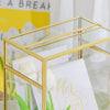 NCYP Glass Cards Box for Wedding Reception - Rectangle Glass Box with Slot and Lock for Money, Envelopes - Birthdays Party Tabletop Decor, 8" x 5.5" x 11.3" Gold, Clear (Card Box Only) - NCYPgarden
