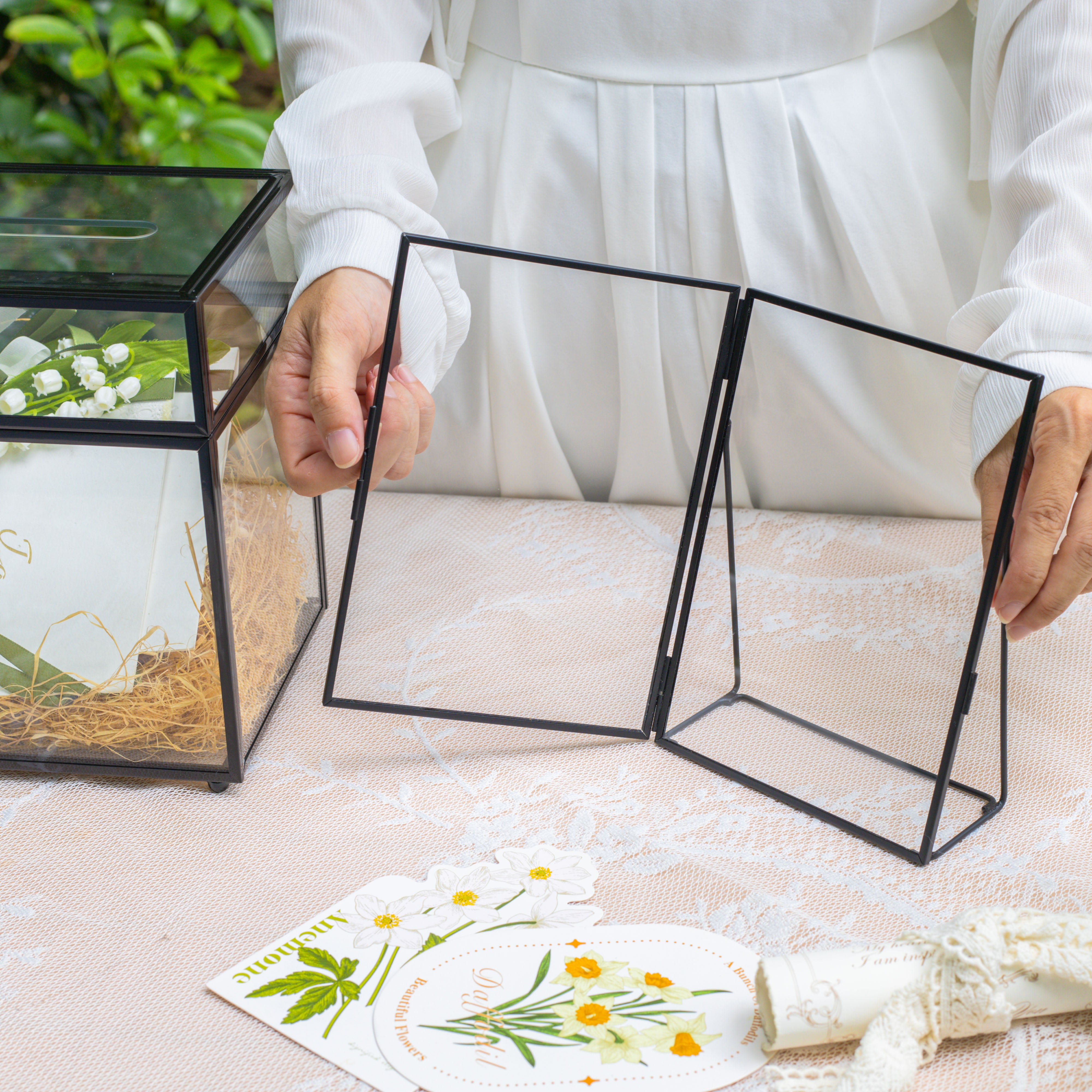 Modern Black Table Number Holder, 5X7'' Photo Picture Frame, for Outdoor Garden Wedding, Bridal Shower - NCYPgarden