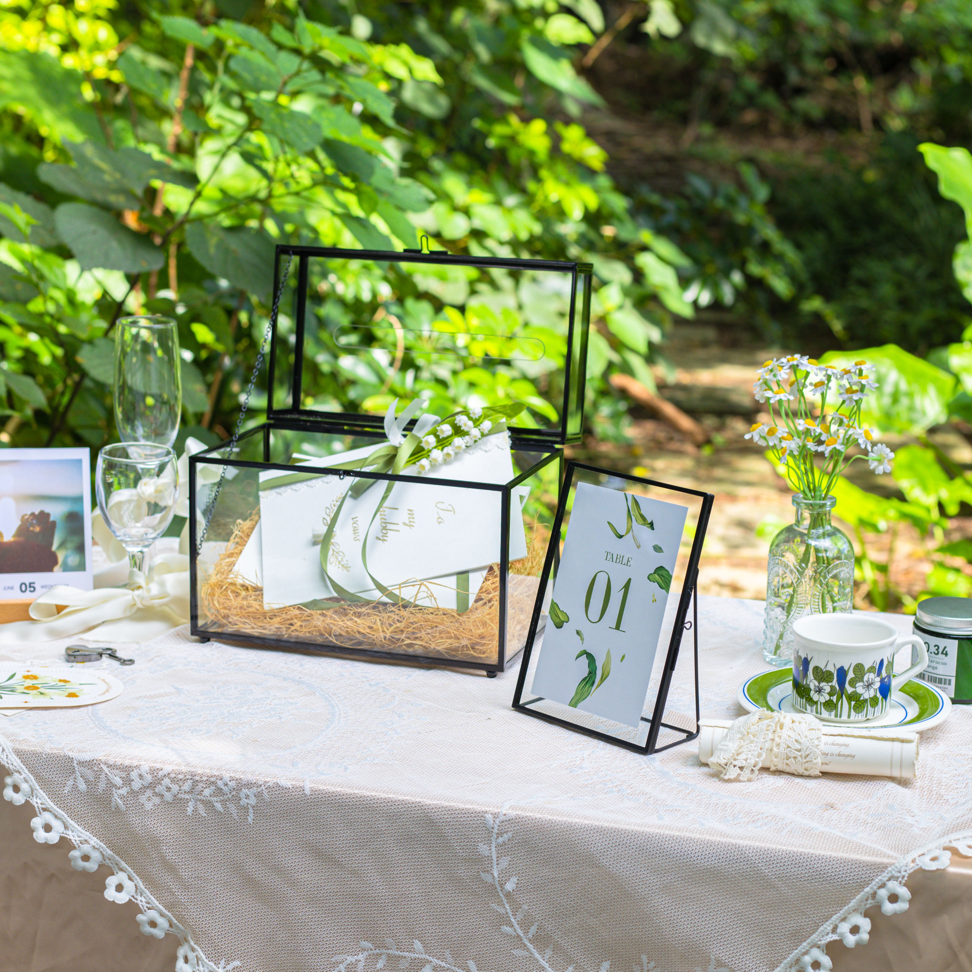 Modern Black Table Number Holder, 5X7'' Photo Picture Frame, for Outdoor Garden Wedding, Bridal Shower - NCYPgarden
