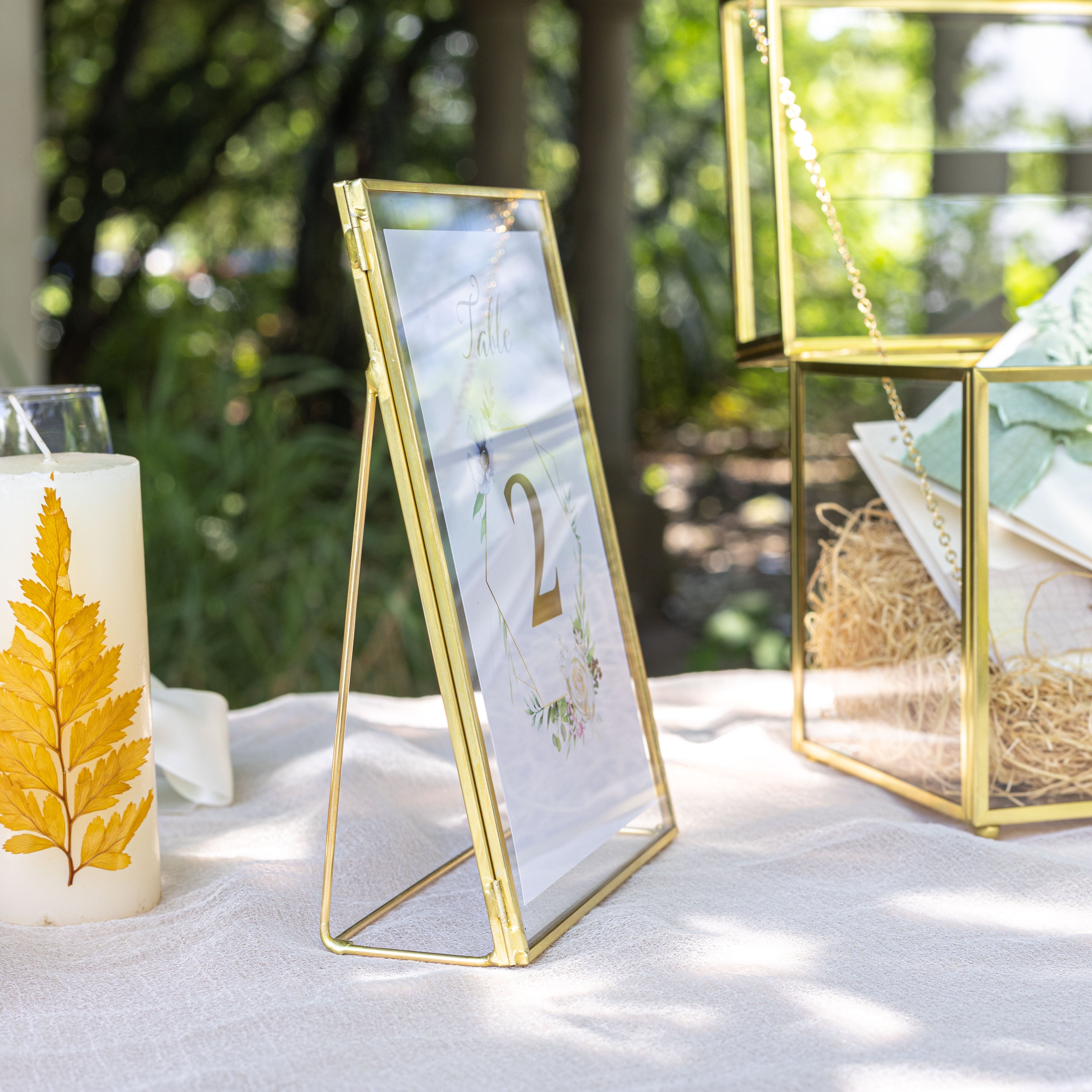 NCYP Tabletop Gold 5x7, 6x8 5.5x7 Brass Glass Photo Picture Display Frame - NCYPgarden
