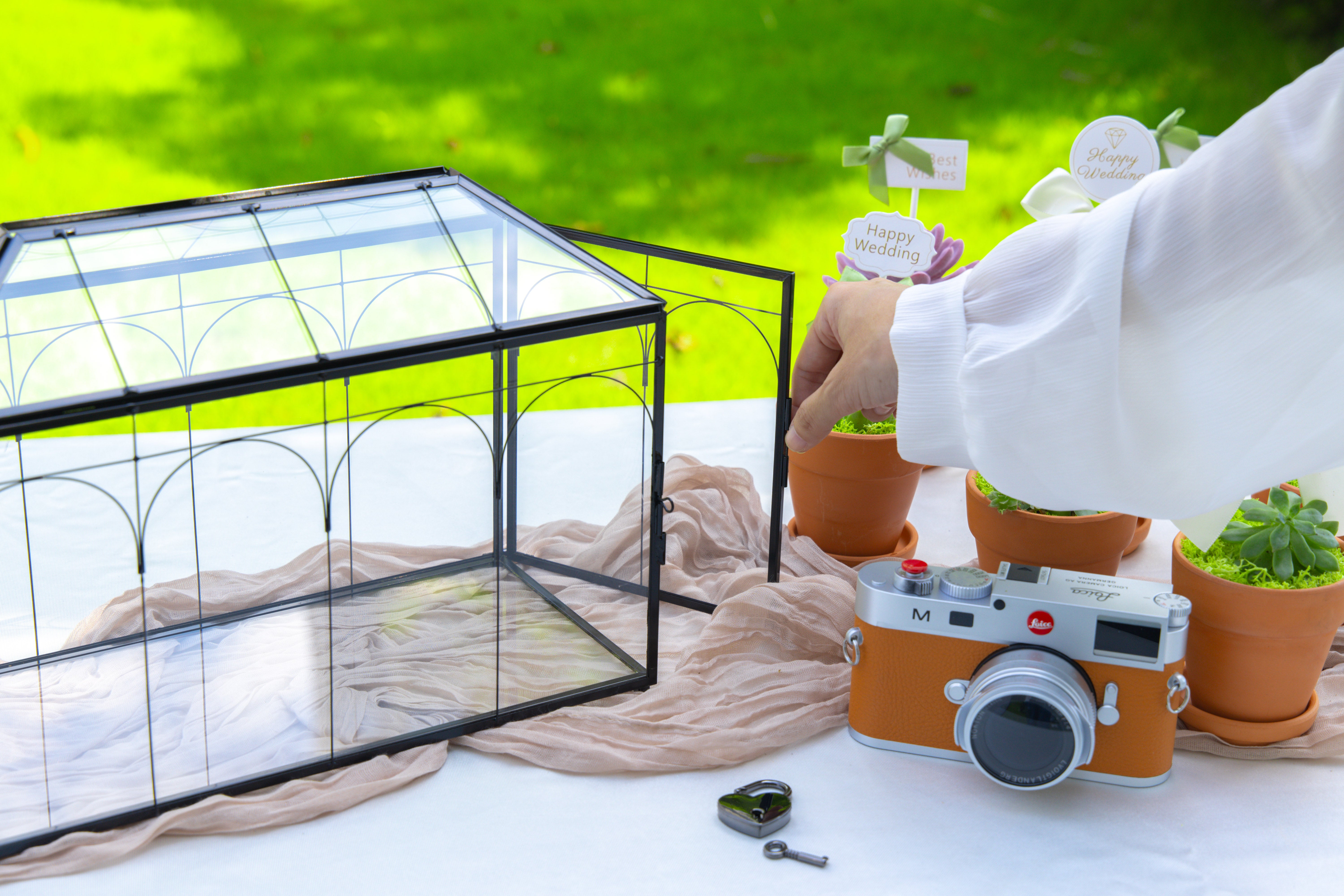 12.6"Handmade Black Wedding Card Box with Slot and Lock, Size Large, for Reception - NCYPgarden