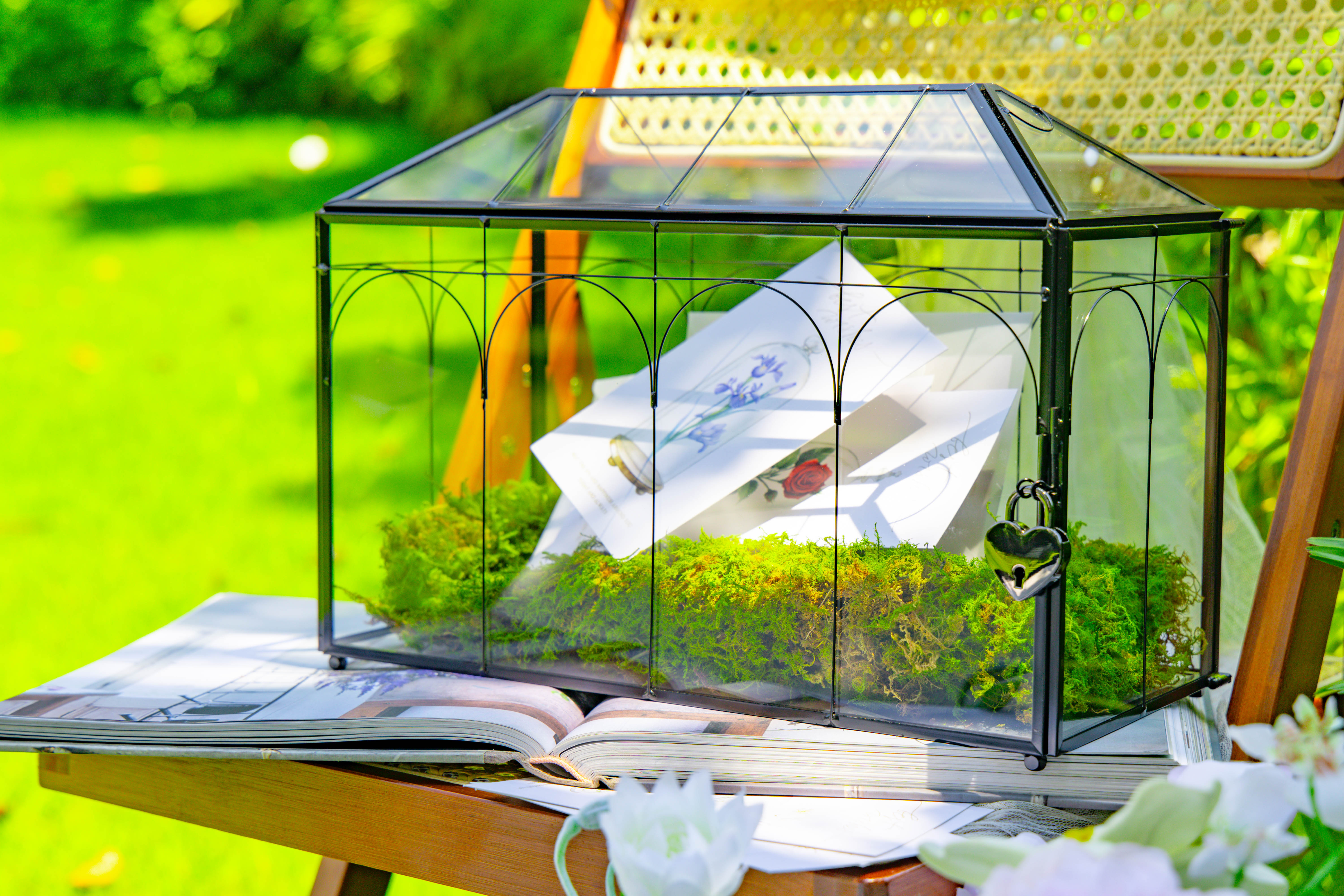 12.6"Handmade Black Wedding Card Box with Slot and Lock, Size Large, for Reception - NCYPgarden