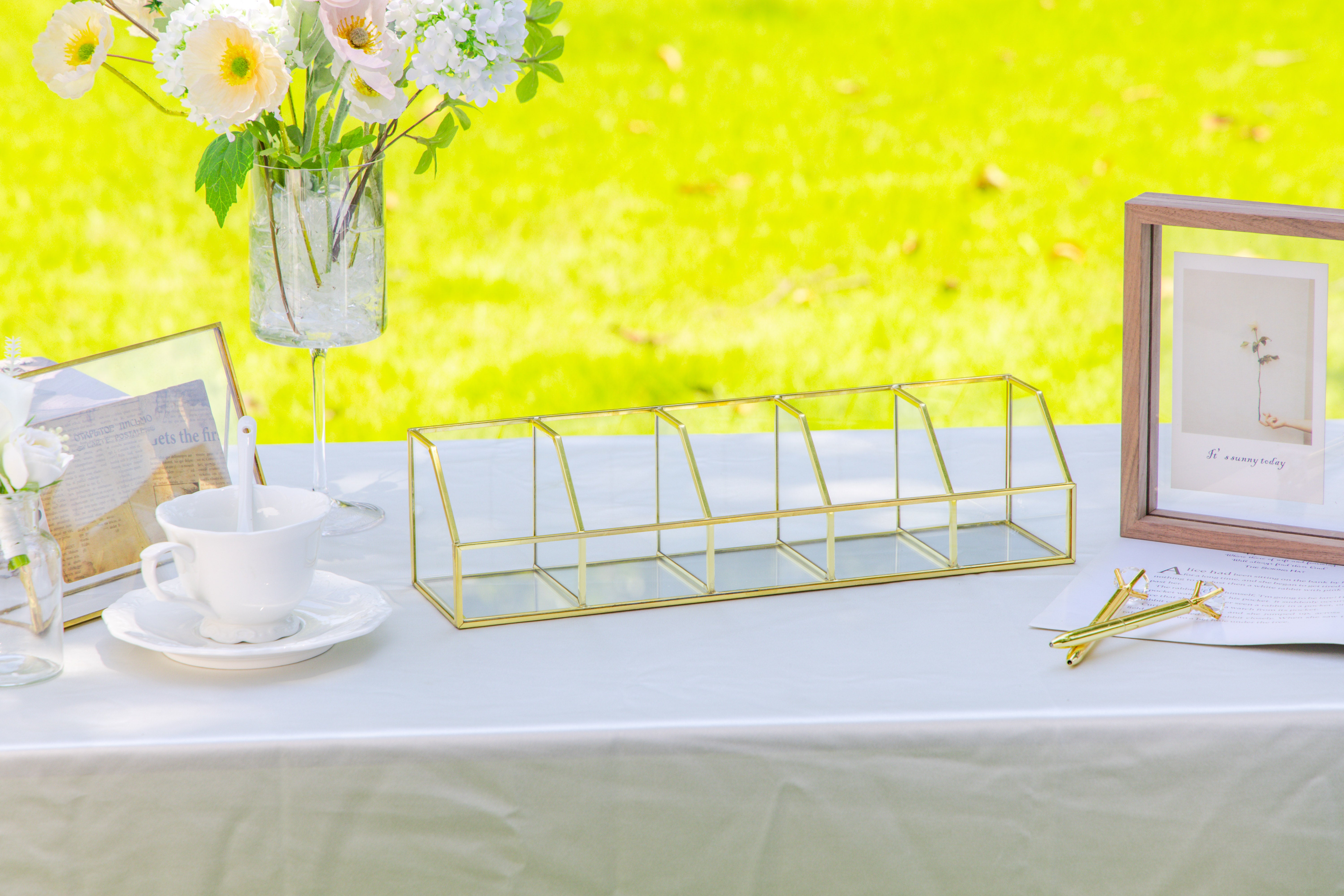 Glass Gold Tea Bag Box, 5 Compartments Box, Tea Lovers Gift Box, Tea Organizer, Christmas Gift - NCYPgarden