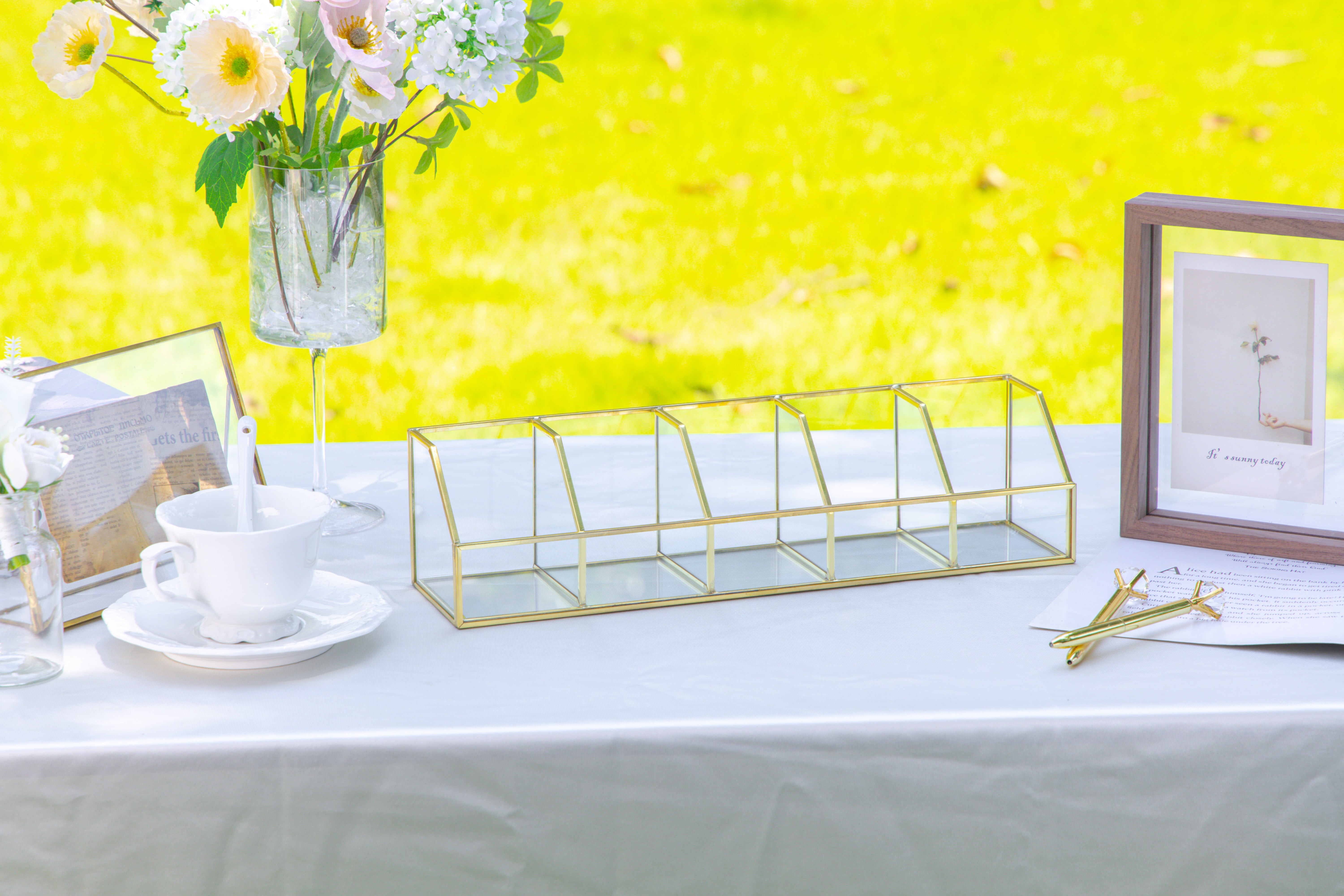 Glass Gold Tea Bag Box, 5 Compartments Box, Tea Lovers Gift Box, Tea Organizer, Christmas Gift - NCYPgarden