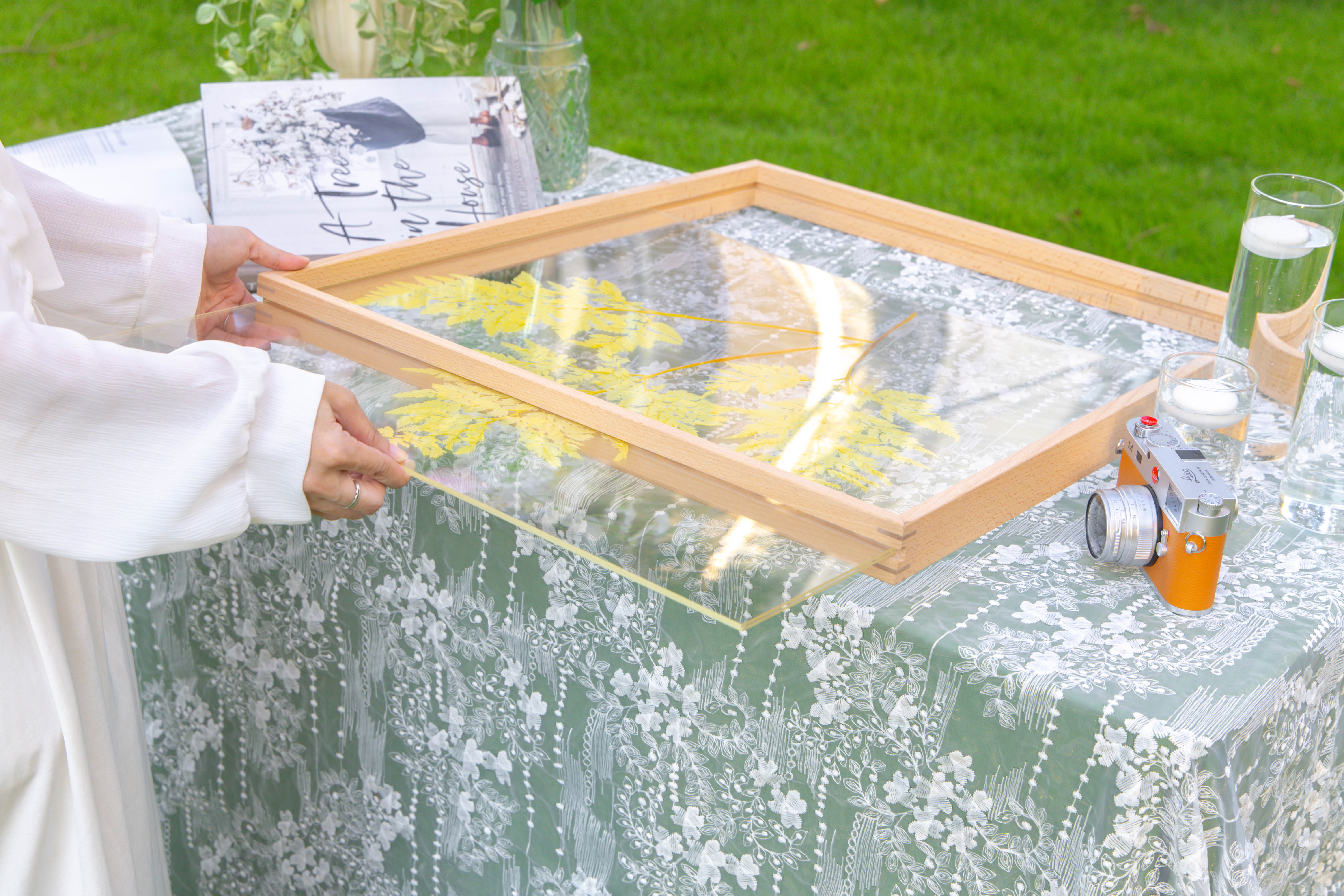 Customizable  NCYP Handmade 18x24" 20x24" Tabletop Wall Hanging Natural Wood Acrylic Artwork  Floating Frame - NCYPgarden