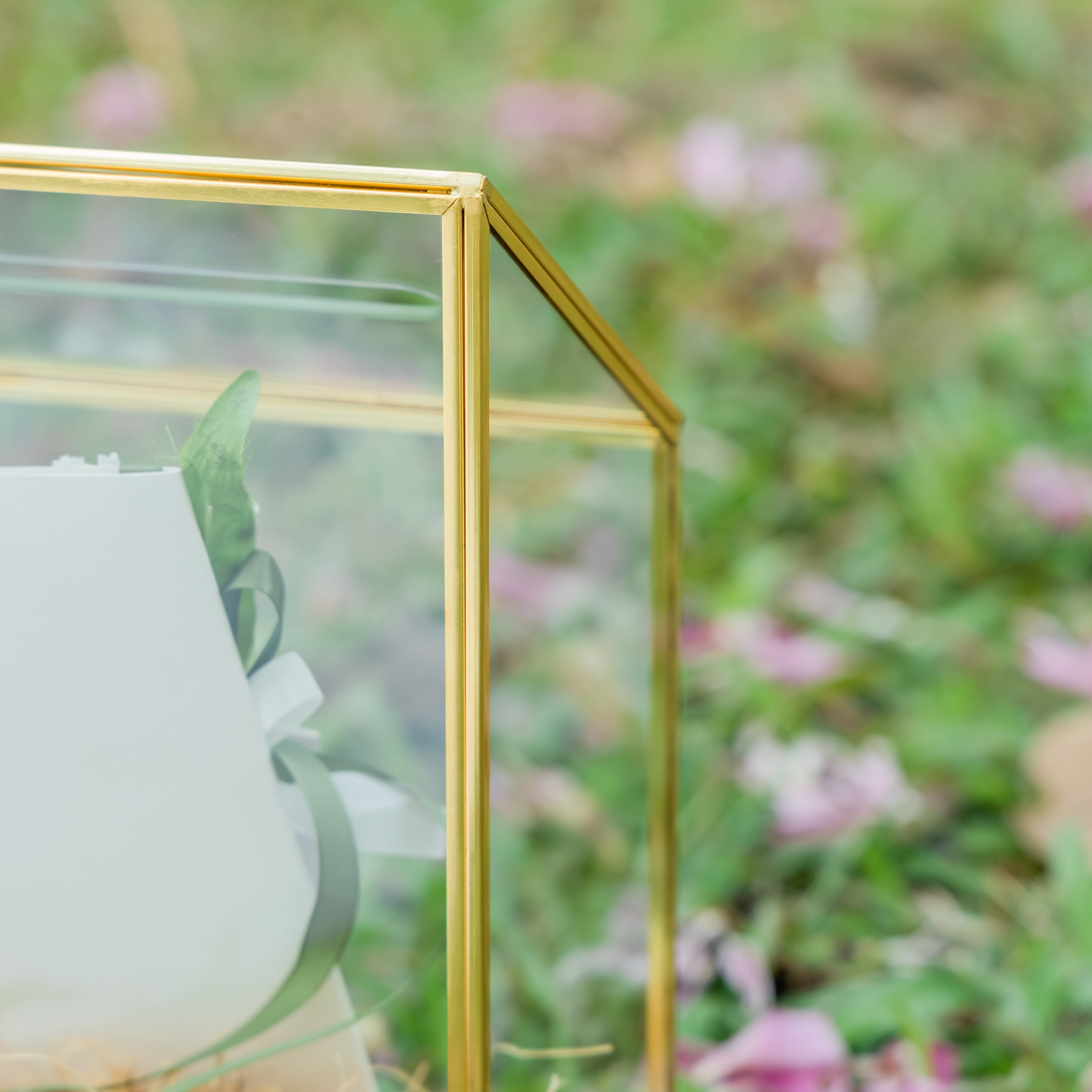 NCYP Wedding Card Box with Slot and Lock - 9.5x4.5x11.8 inches - Gold Glass Envelope Donation Box for Birthday Party Reception - Vintage Centerpiece, Decoration (Glass Box Only) - NCYPgarden