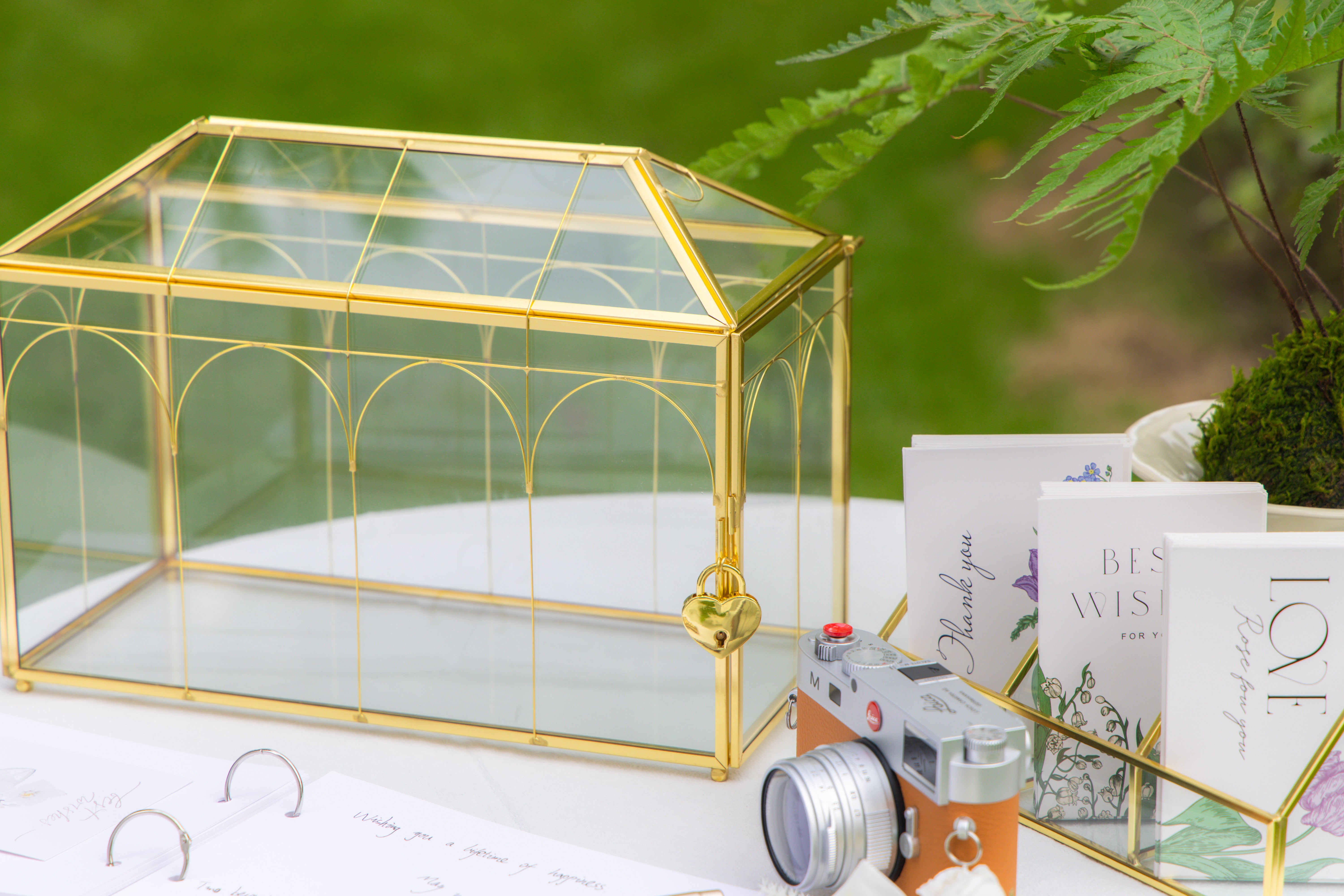 12.6" Handmade victorian Church  Gold Wedding Card Box with Slot and Lock - NCYPgarden