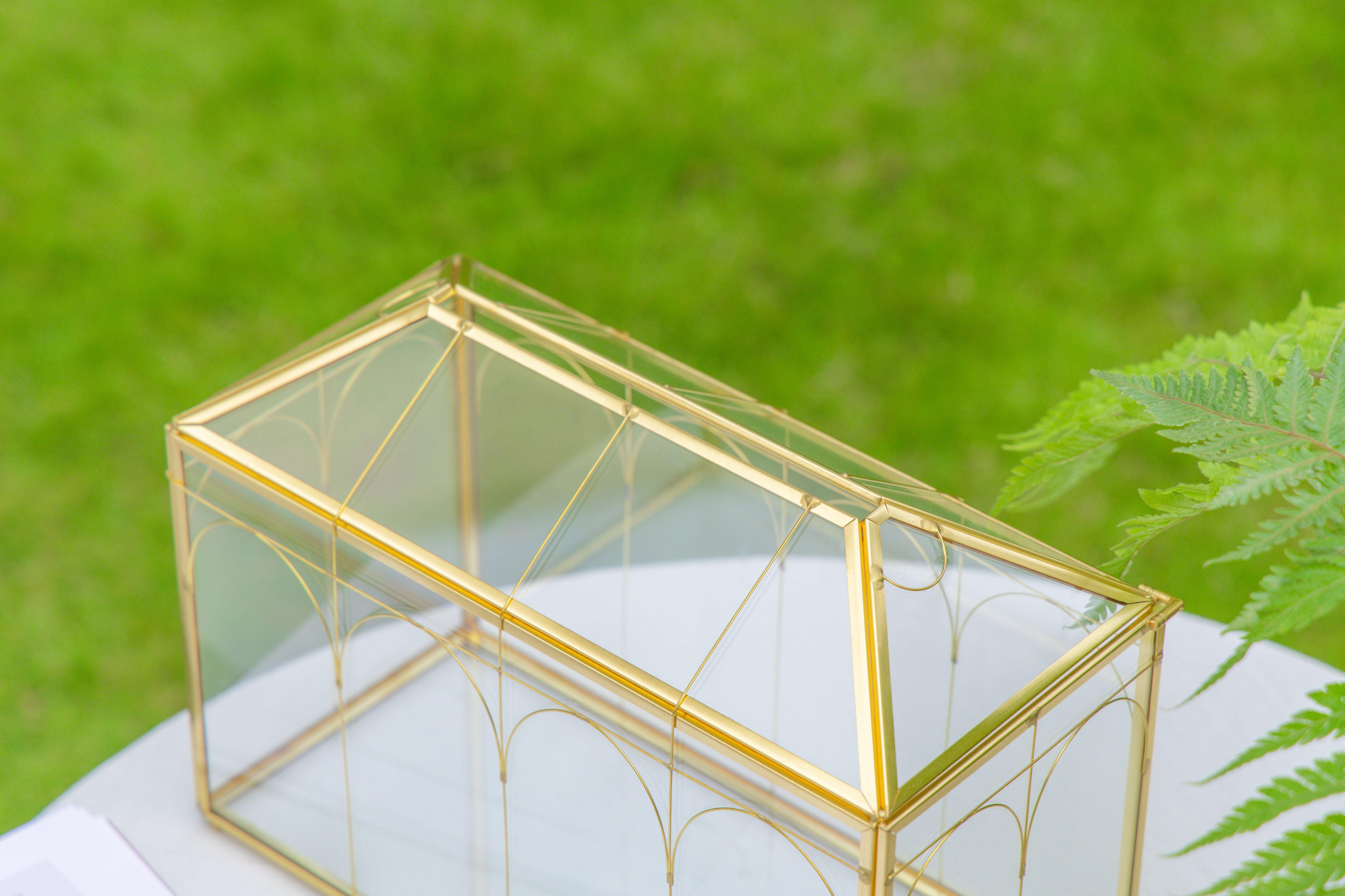 12.6" Handmade victorian Church  Gold Wedding Card Box with Slot and Lock - NCYPgarden