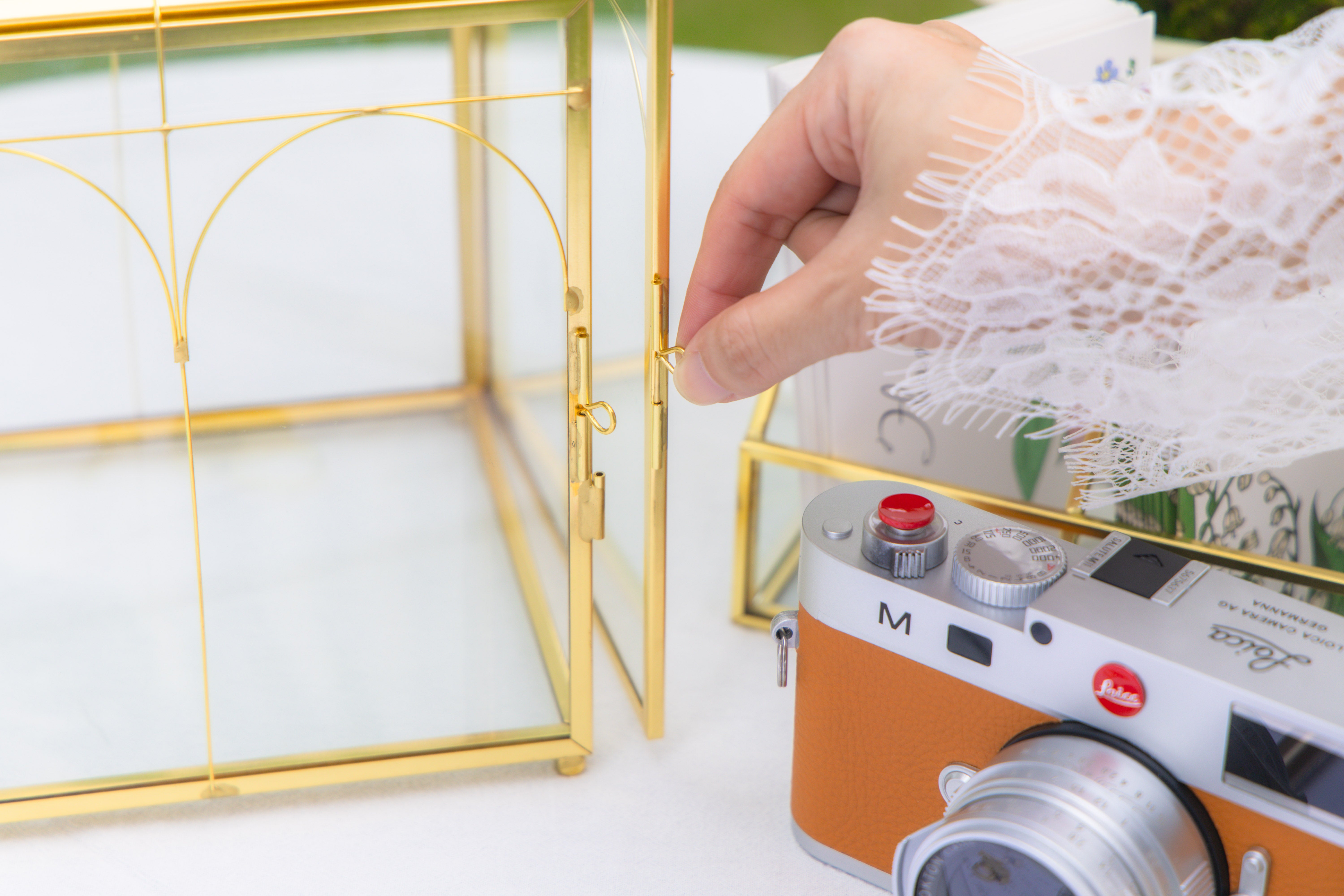 12.6" Handmade victorian Church  Gold Wedding Card Box with Slot and Lock - NCYPgarden