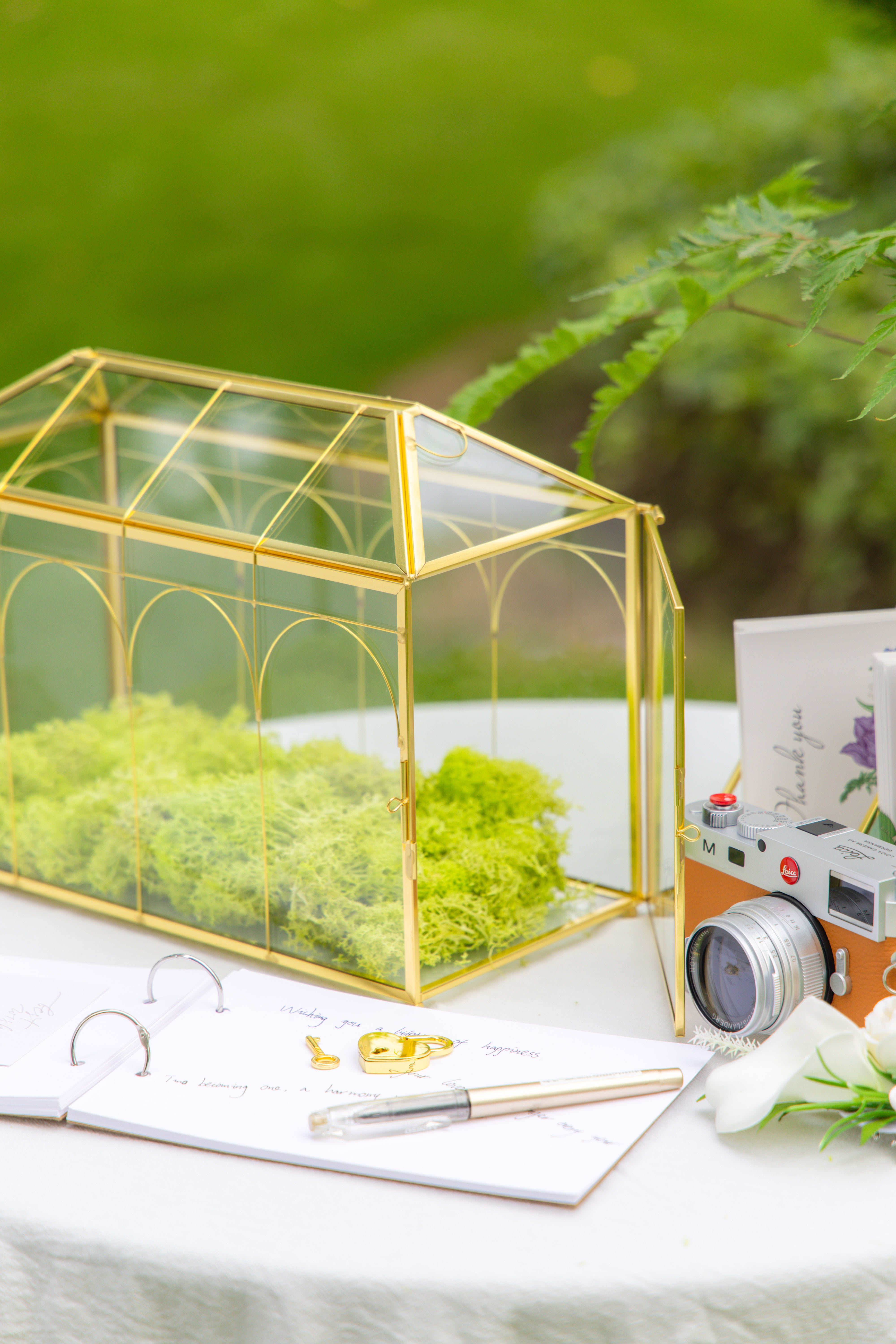 12.6" Handmade victorian Church  Gold Wedding Card Box with Slot and Lock - NCYPgarden