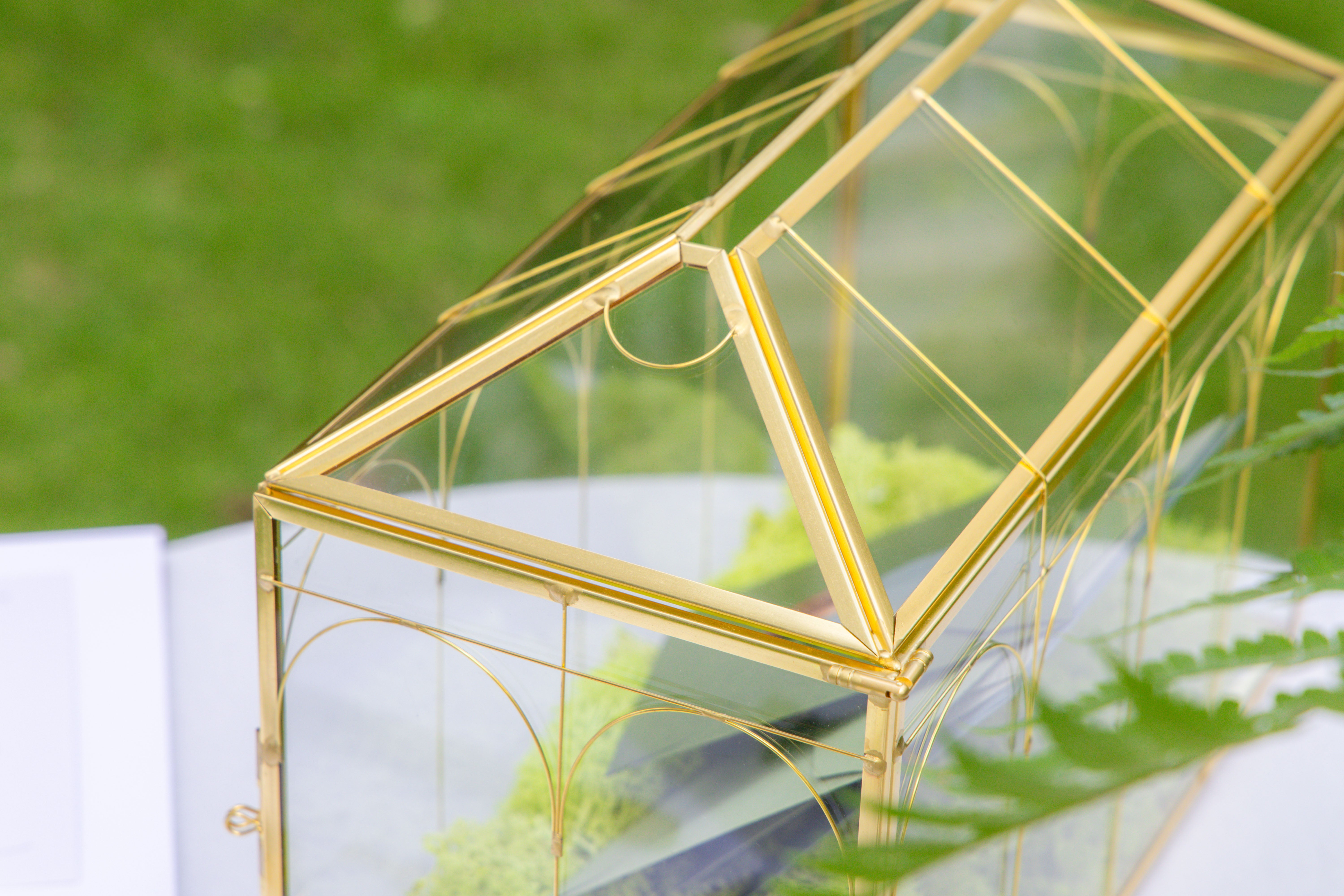 12.6" Handmade victorian Church  Gold Wedding Card Box with Slot and Lock - NCYPgarden