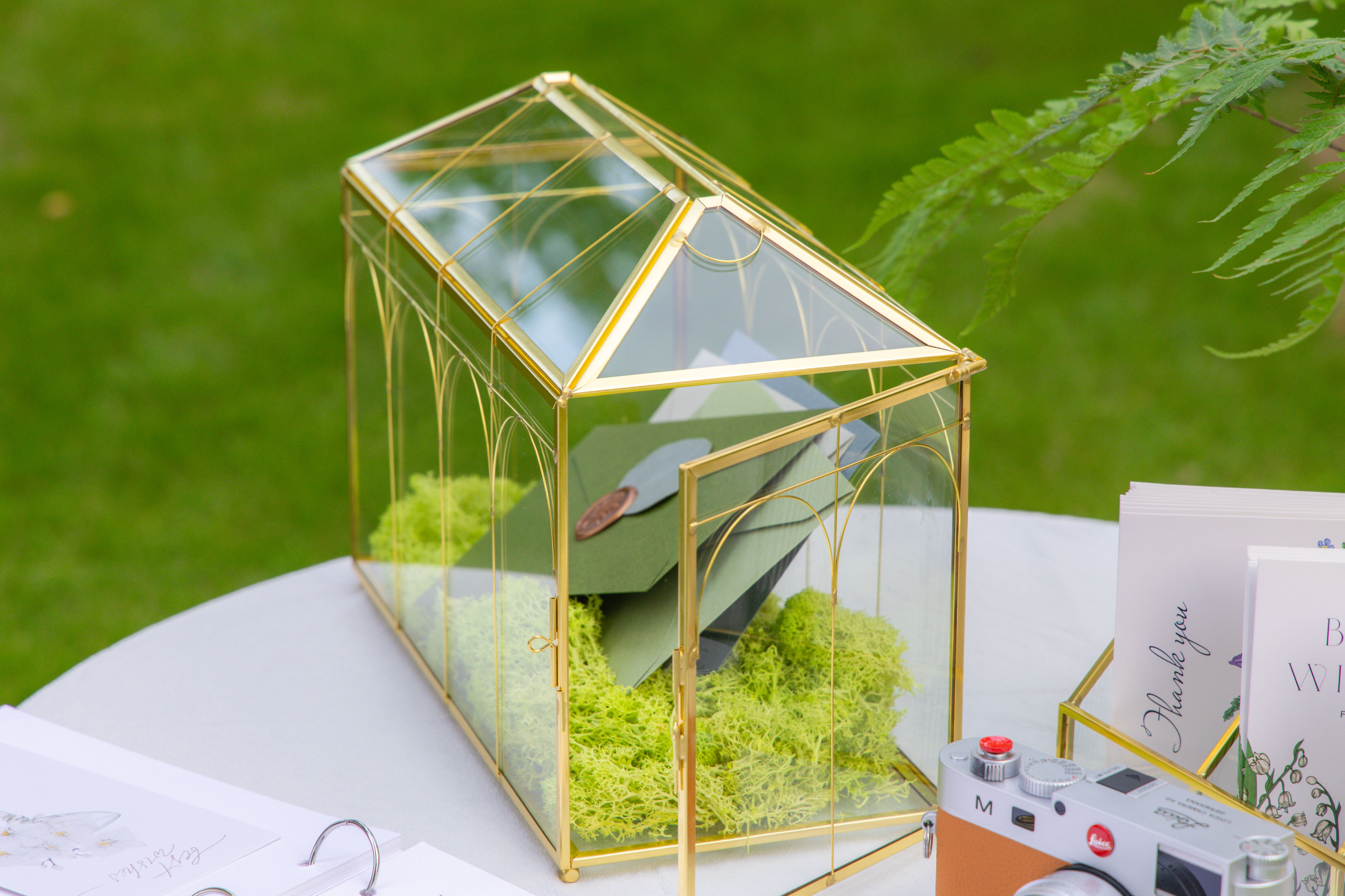 12.6" Handmade victorian Church  Gold Wedding Card Box with Slot and Lock - NCYPgarden