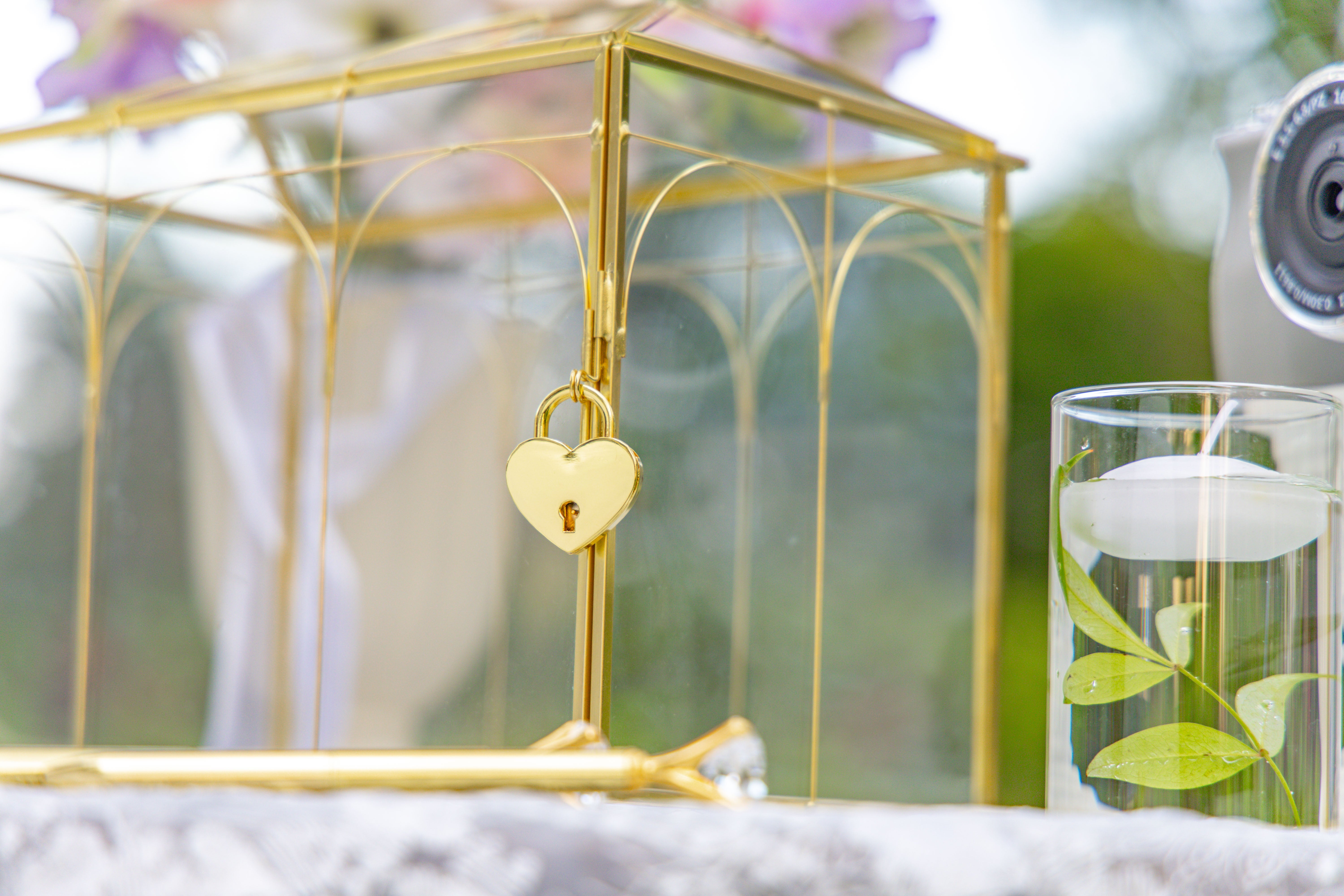 10.2" Handmade victorian Church  Gold Wedding Card Box with Slot and Lock - NCYPgarden