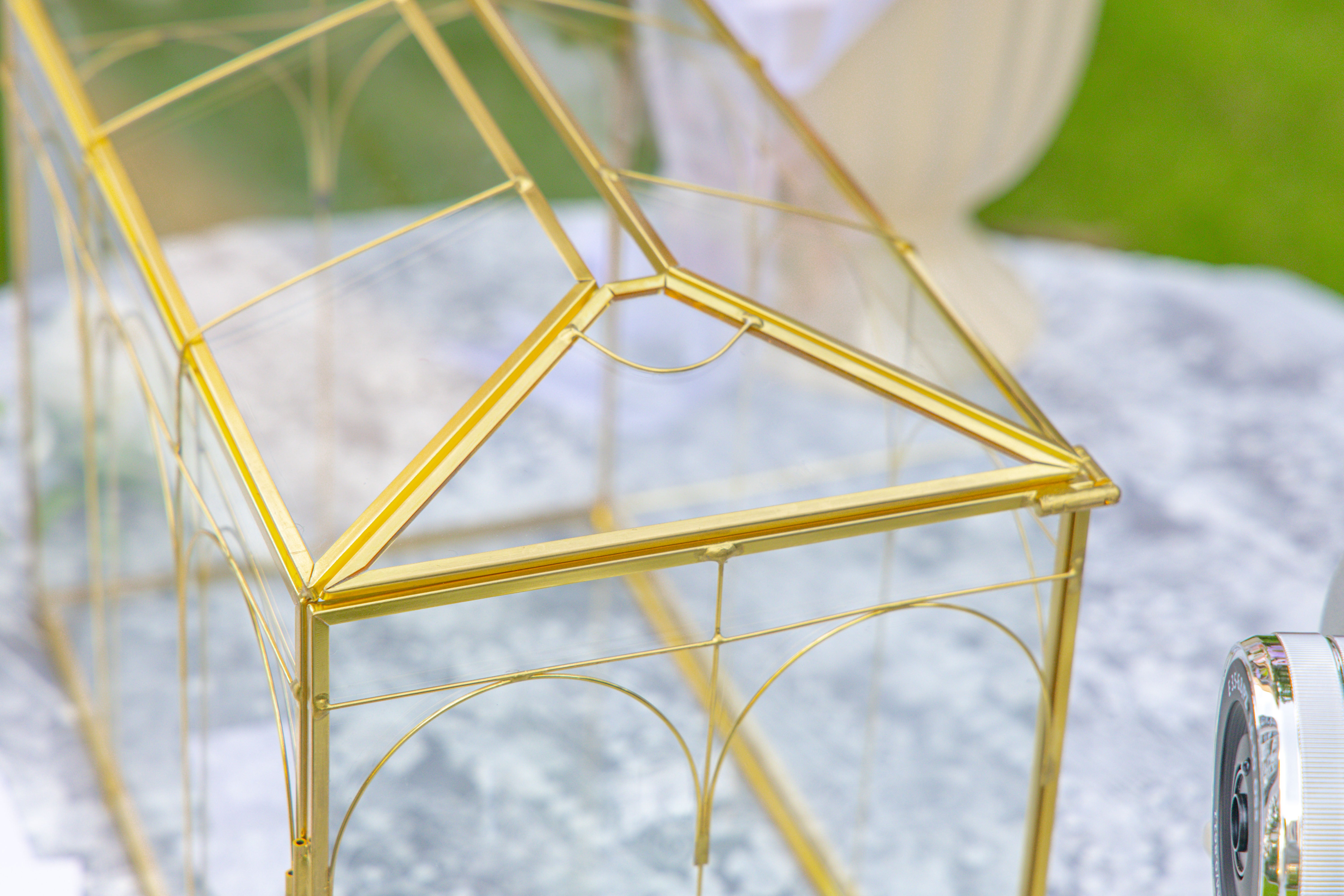 10.2" Handmade victorian Church  Gold Wedding Card Box with Slot and Lock - NCYPgarden