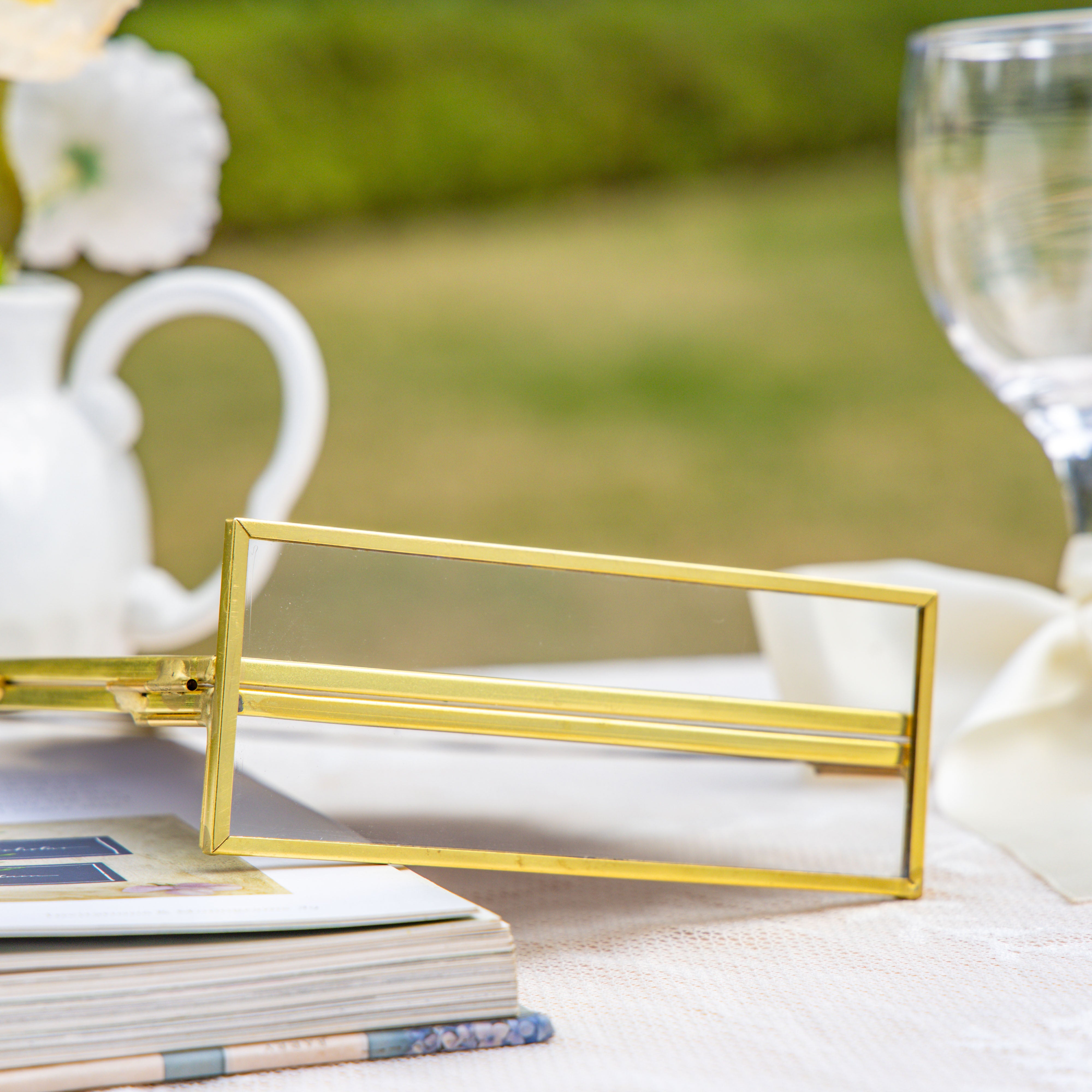 5x7'' Arched Brass and Double Glass Frame,  for Pressed Flowers, Table Number Holder - NCYPgarden