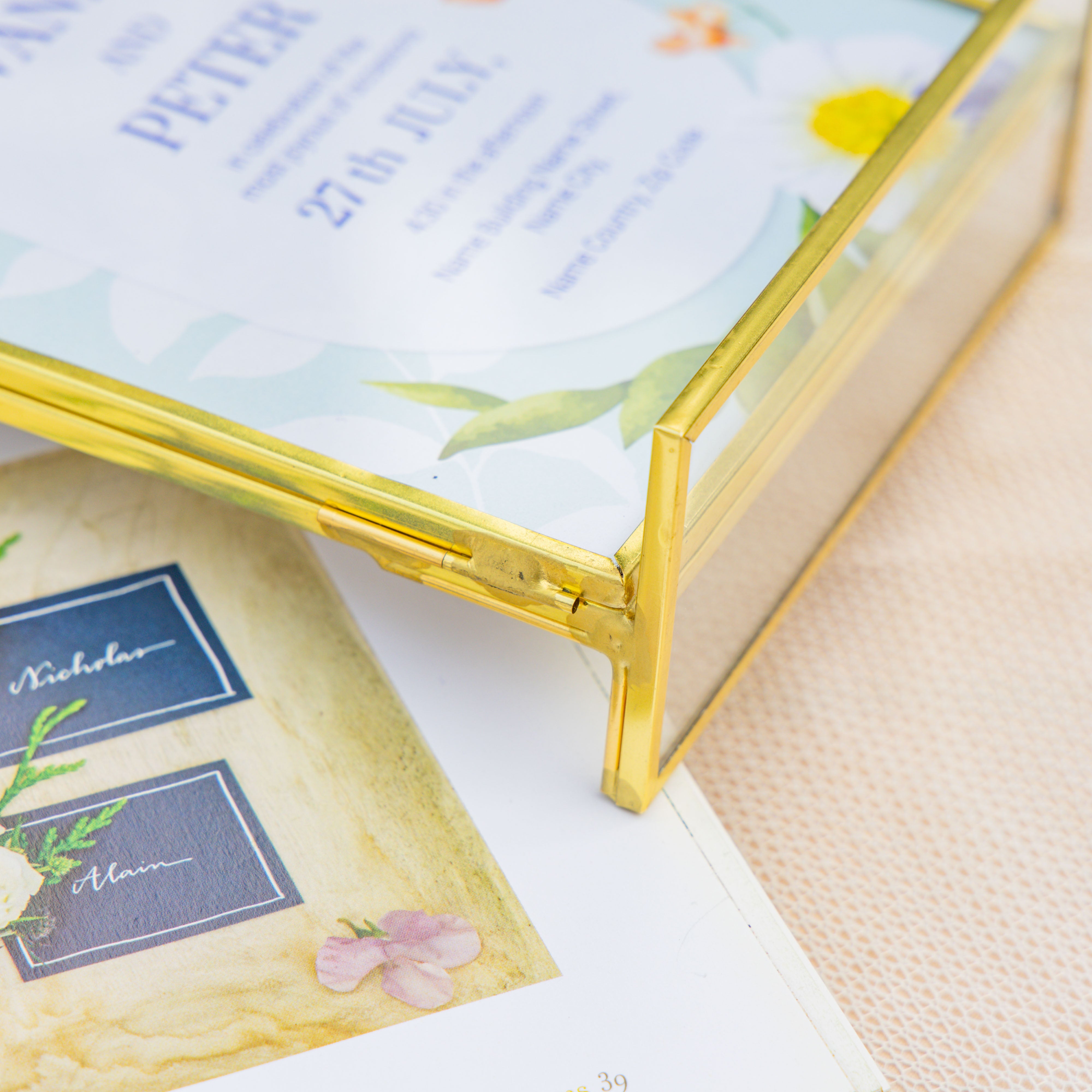 5x7'' Arched Brass and Double Glass Frame,  for Pressed Flowers, Table Number Holder - NCYPgarden