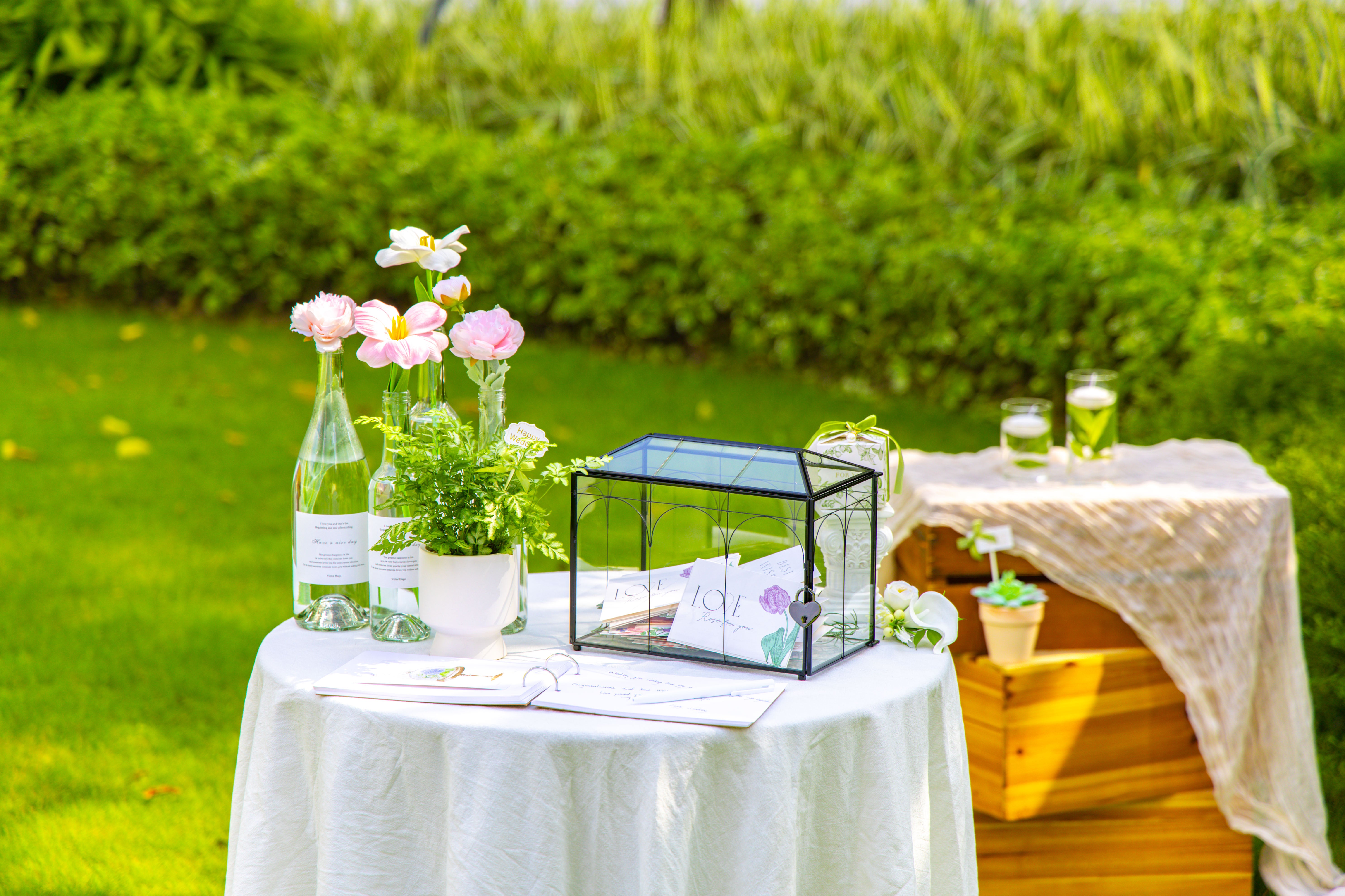 10.2" Handmade Black Wedding Card Box with Slot and Lock, Size Small, for Reception - NCYPgarden