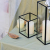 Short Handmade Black Glass Candle Holder, Square, 3.9" - NCYPgarden