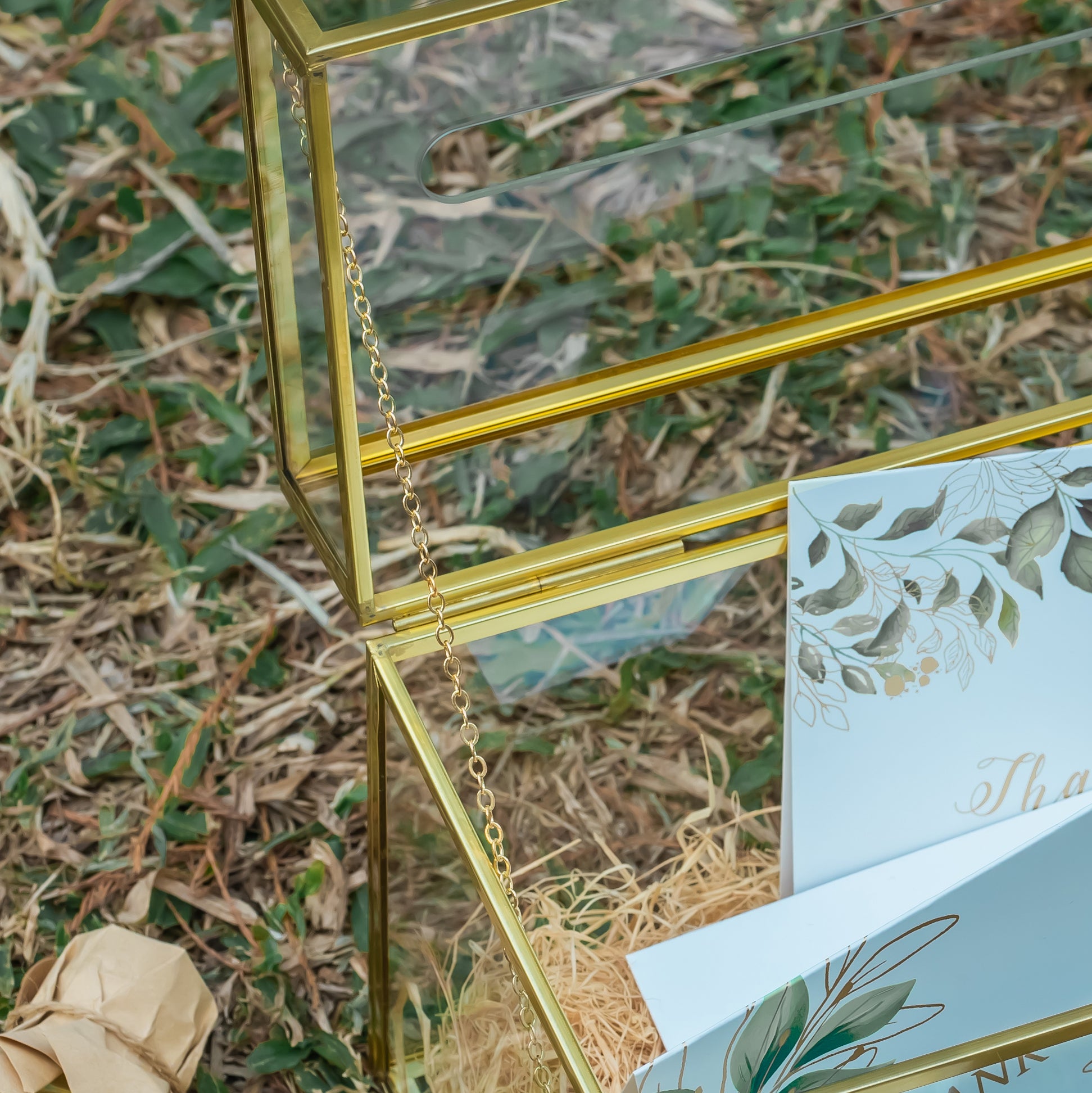NCYP Wedding Card Box with Slot and Lock - 9.8x5.6x7.7 inches - Gold ...