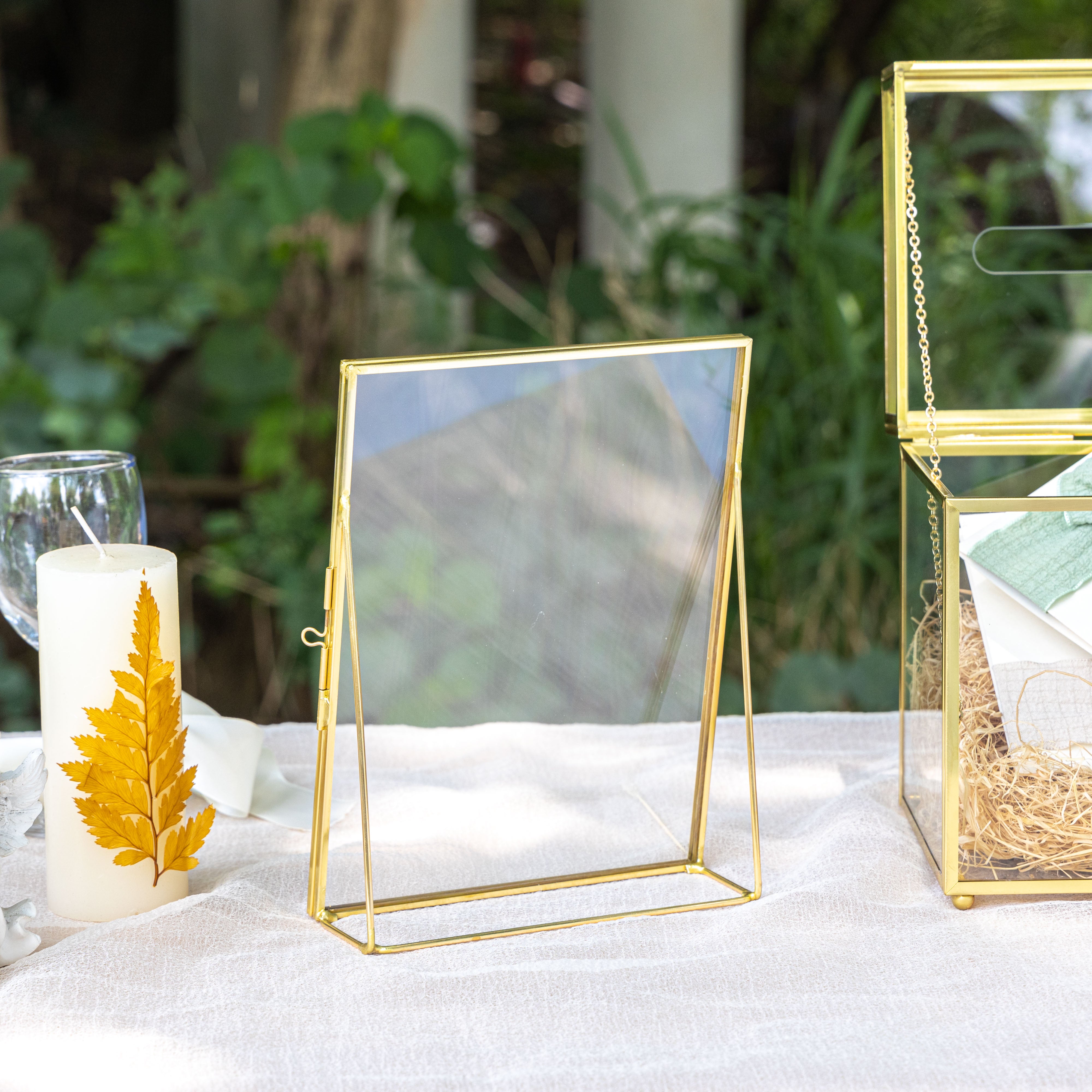 NCYP Tabletop Gold 5x7, 6x8 5.5x7 Brass Glass Photo Picture Display Frame - NCYPgarden