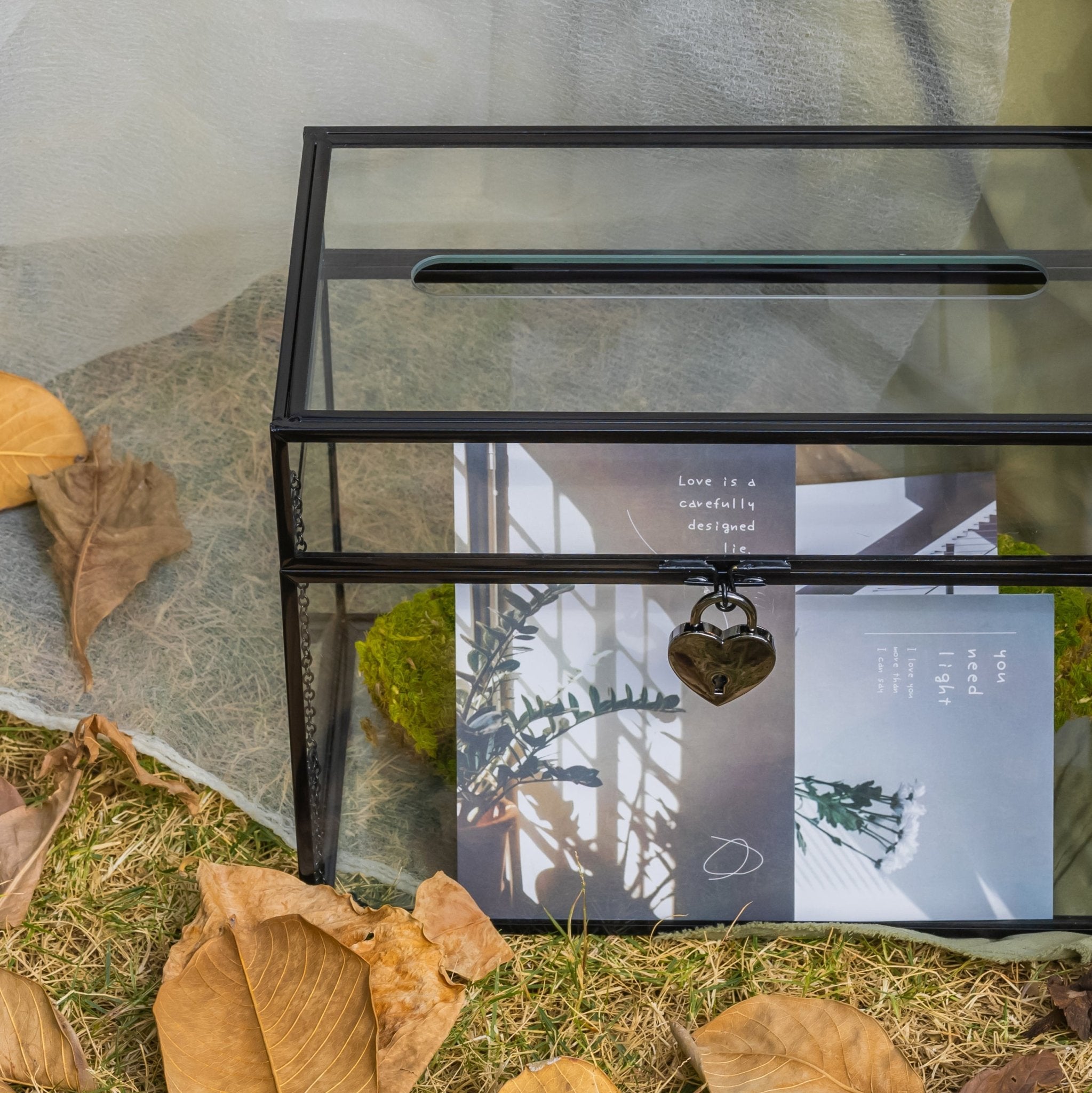 Ncyp 32x15x23cm geometrische glazen kaartdoos met slot Ncyp 32x15x23cm geometrische glazen kaartdoos met slot