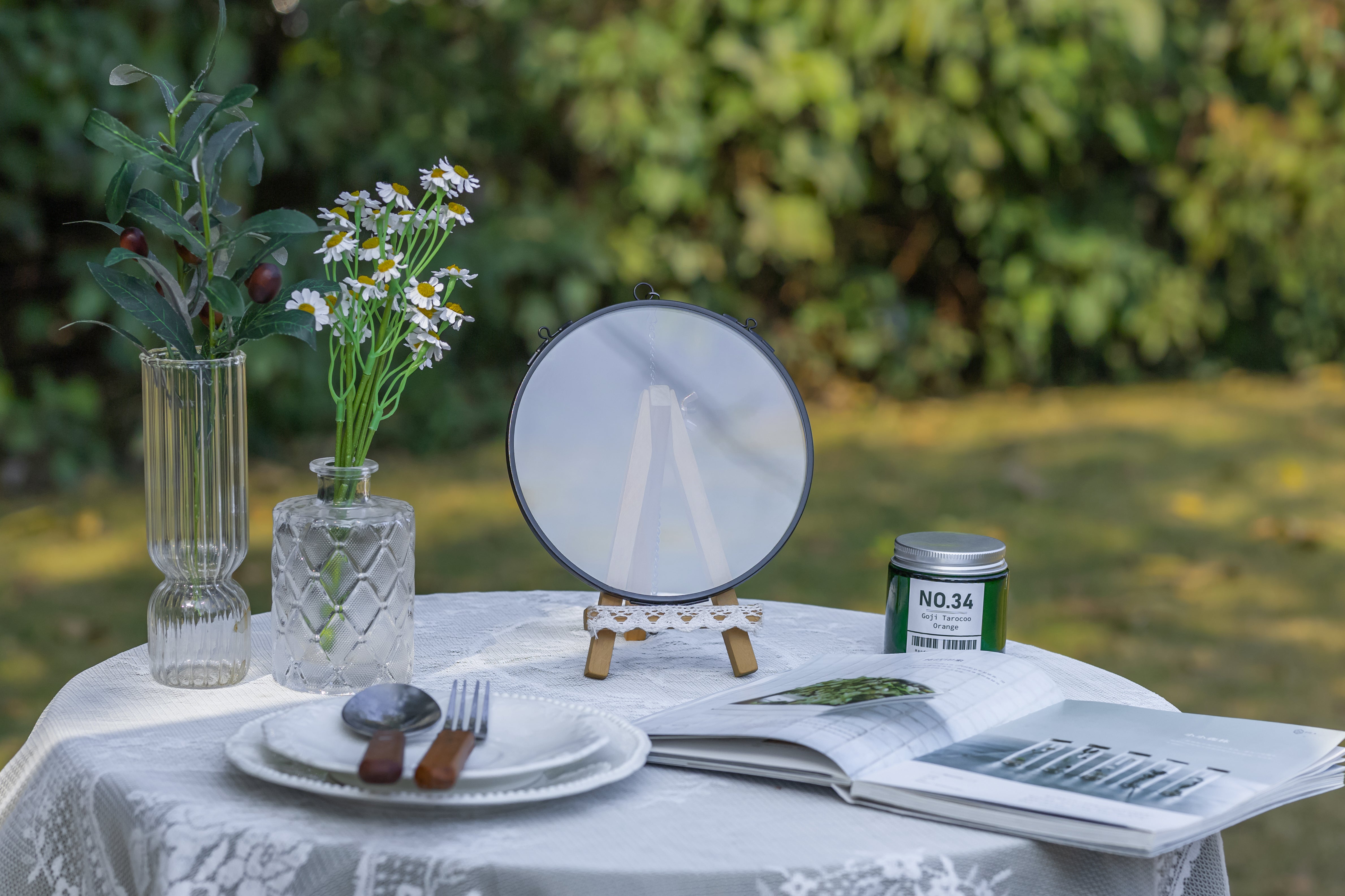 6" Black Wall Hanging RoundHerbarium Brass Glass Frame for Pressed Flowers, Poster, Double Glass, floating Frame - NCYPgarden