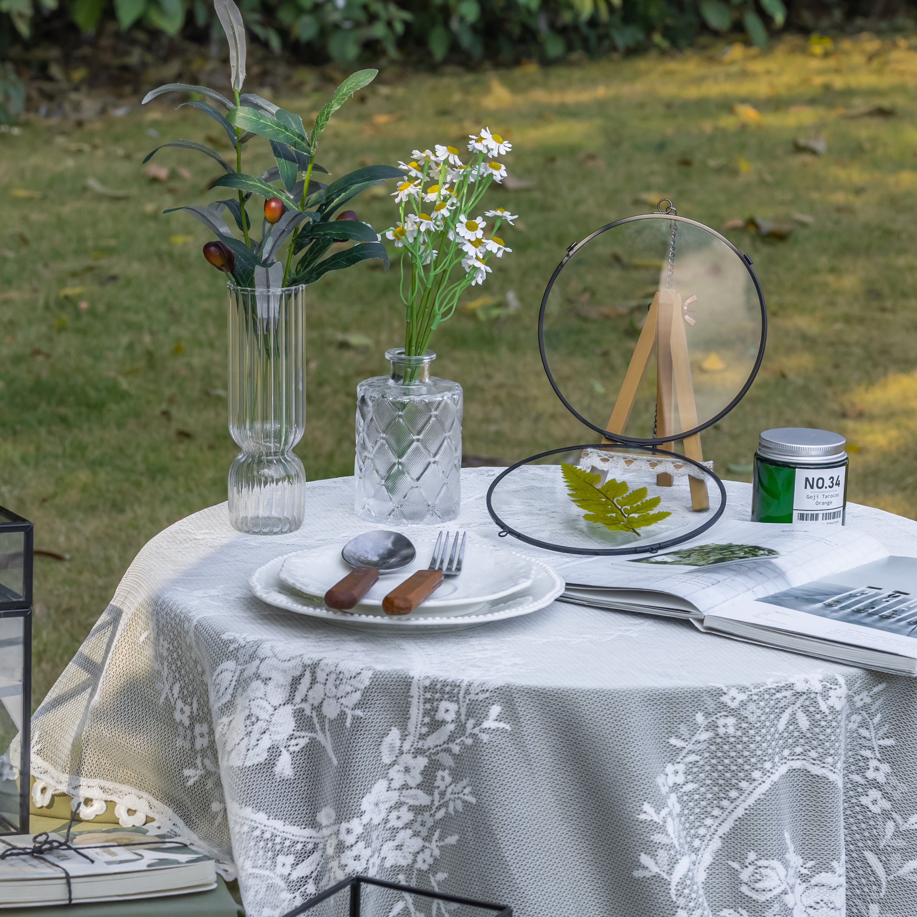 6" Black Wall Hanging RoundHerbarium Brass Glass Frame for Pressed Flowers, Poster, Double Glass, floating Frame - NCYPgarden