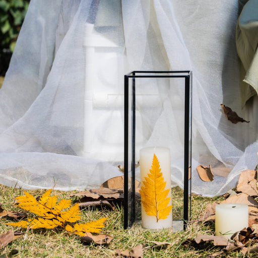 Tall Handmade Black Glass Candle Holder, Square, 9.8" tall - NCYPgarden