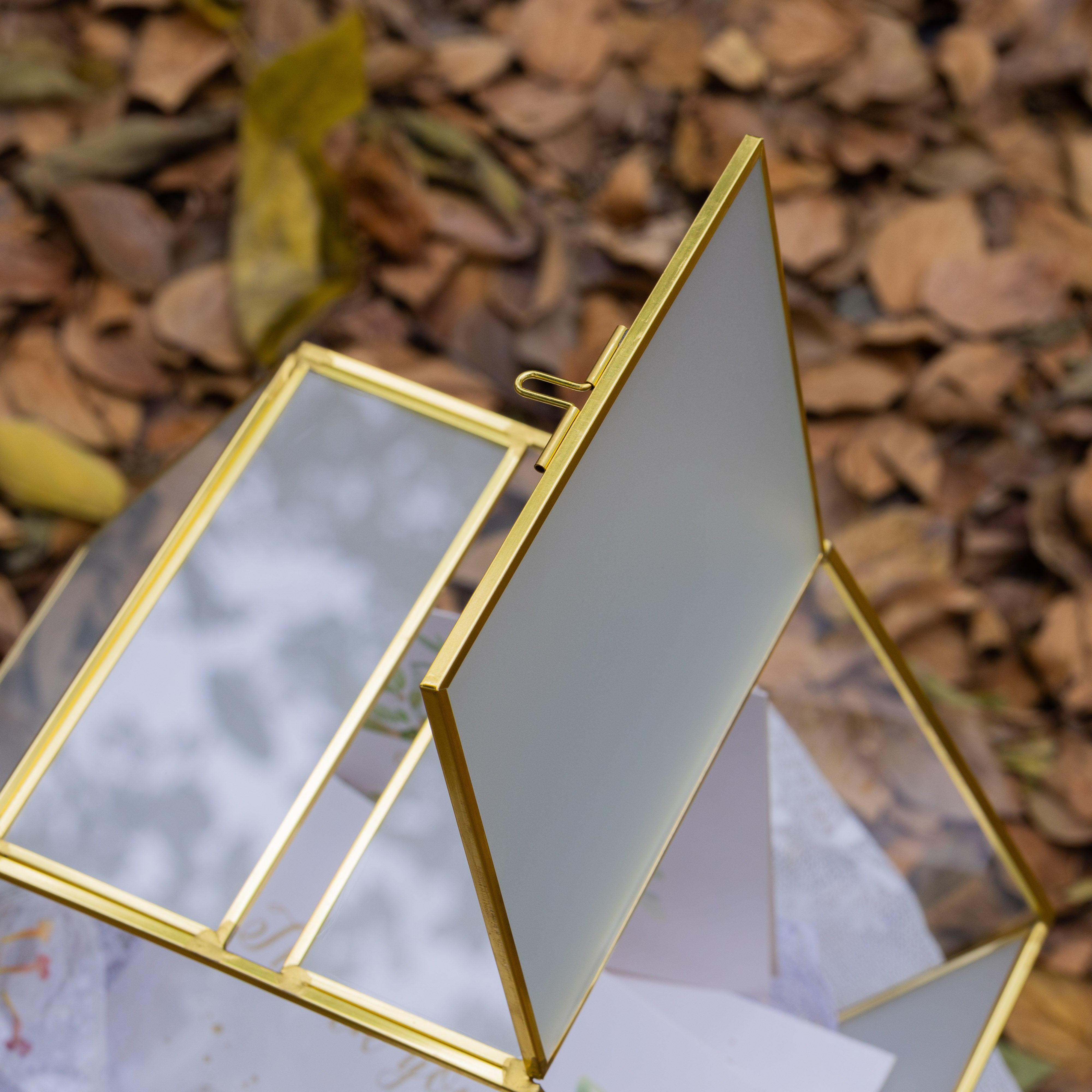 Hexagon Gold Brass and Glass Card box, Lockable, with slot for wedding, wishwell, babyshower - NCYPgarden