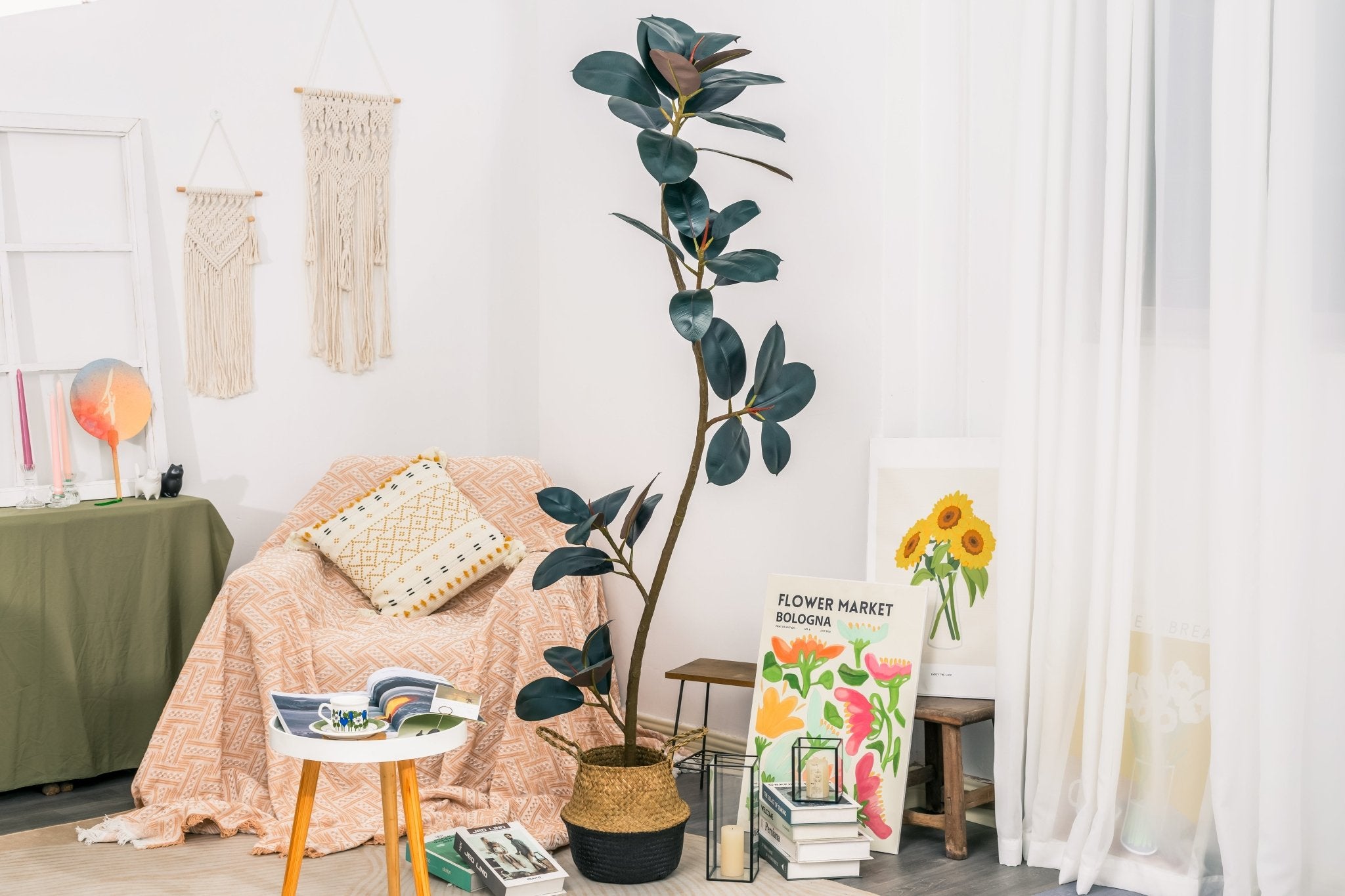 plastic rubber plant NCYP Artificial Rubber Tree, Rubber Fig, Rubber Bush 5.9FT (70.8 Inches) Tall Faux Plant for Home Office Decor, Indoor Fake Potted Ficus Elastica Tree