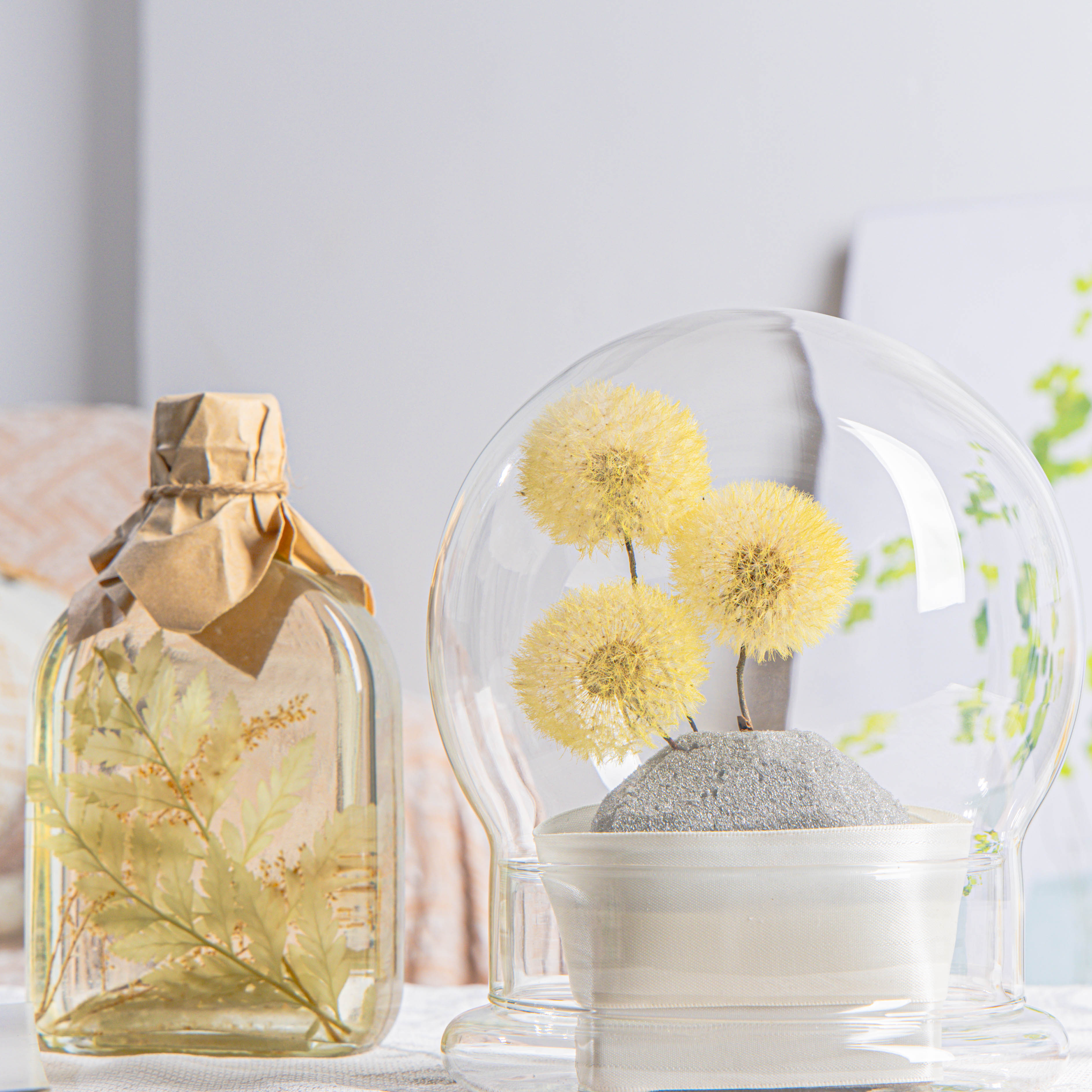 Yellow Presered Dandelion Set 3 pcs Dried Flowers, DIY Material for Bouquet - NCYPgarden