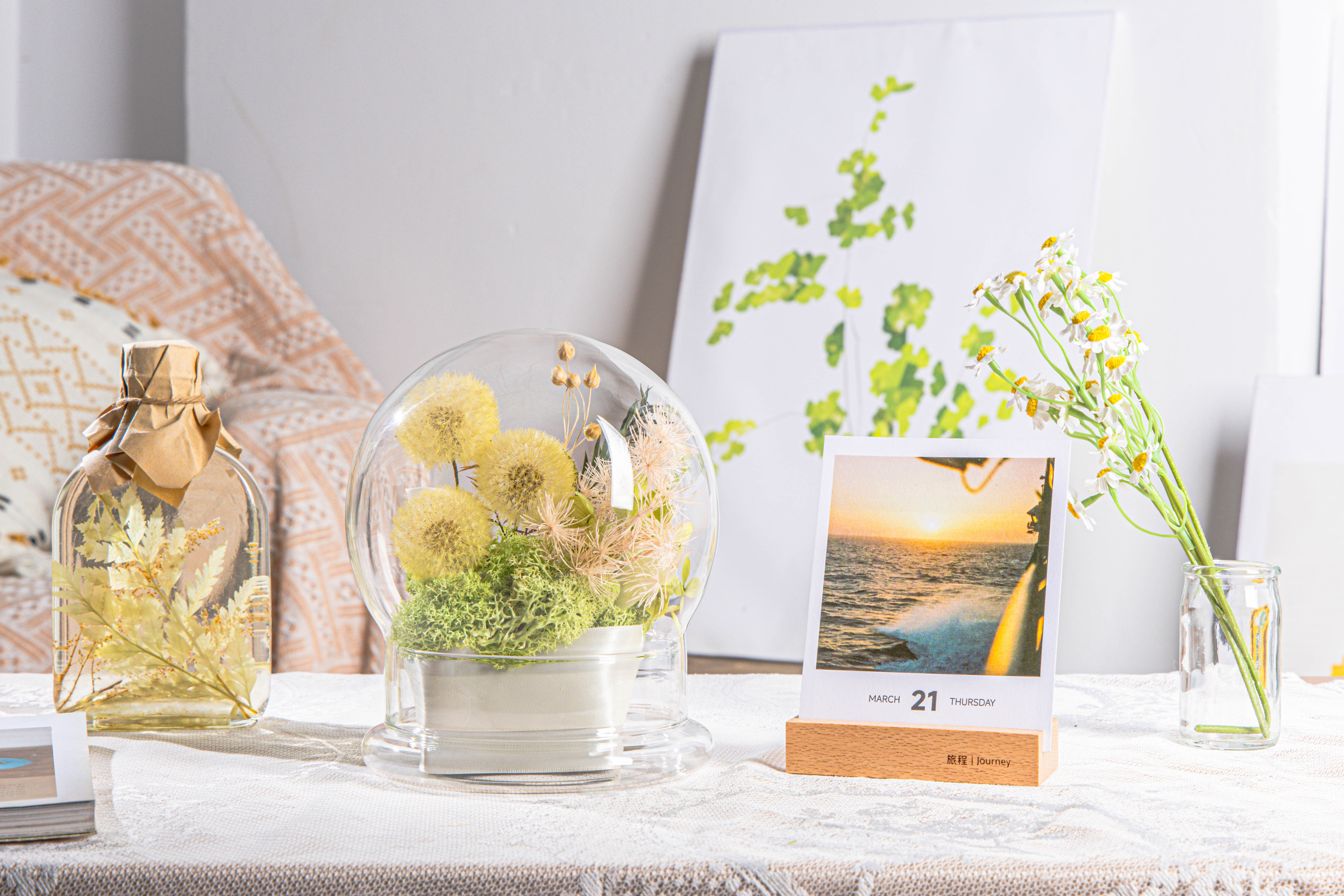 Yellow Presered Dandelion Set 3 pcs Dried Flowers, DIY Material for Bouquet - NCYPgarden