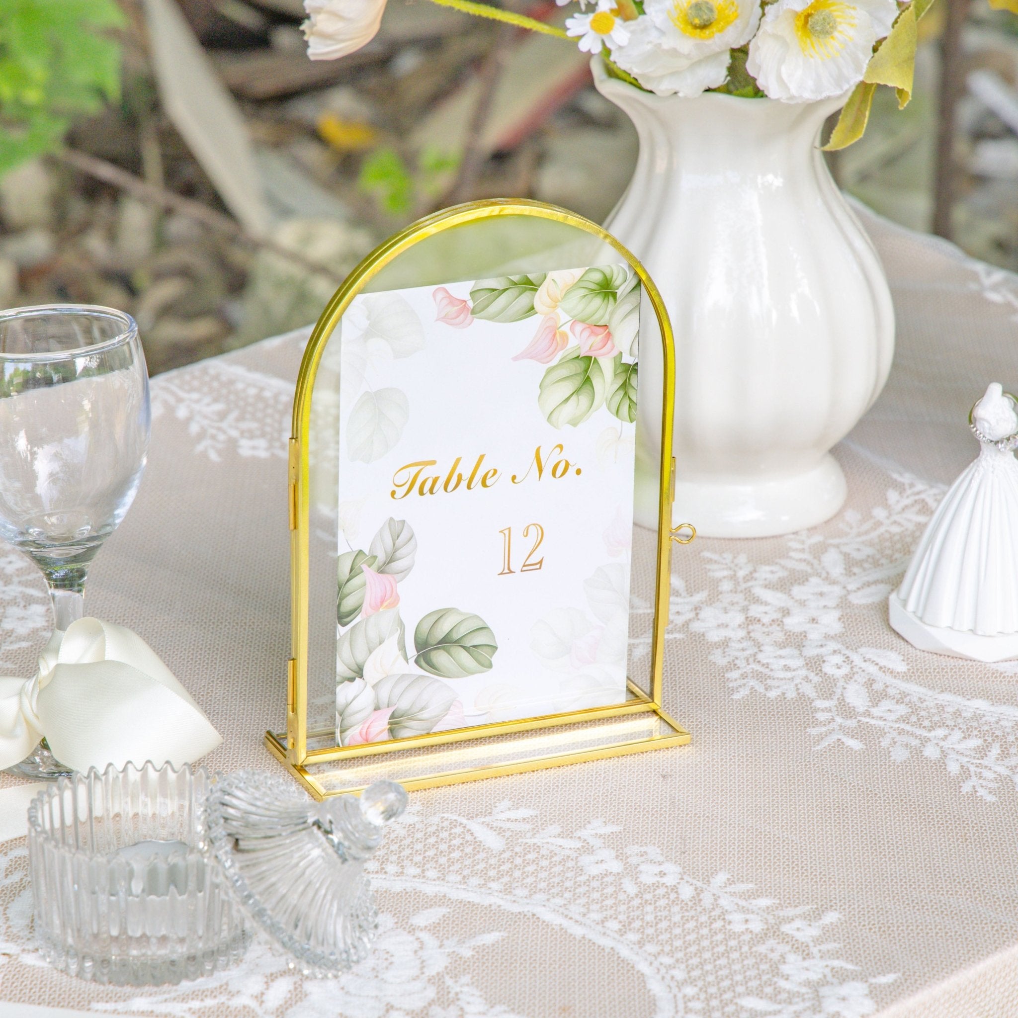 5x7'' Arched Gold Table Number Holder, Wedding Photo Picture Frame, fo 5x7'' Arched Gold Table Number Holder, Wedding Photo Picture Frame, fo