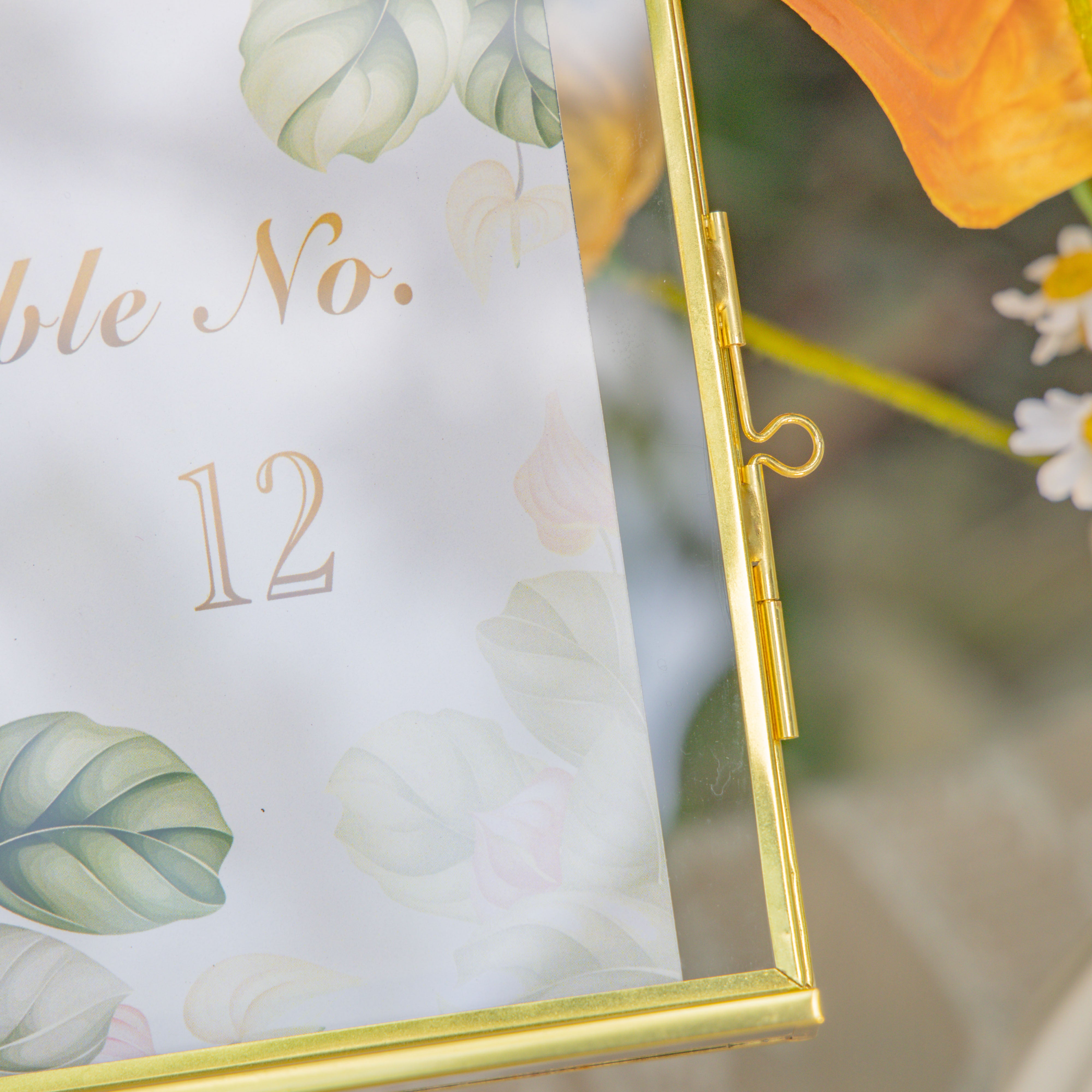 5x7'' Arched Brass and Double Glass Frame,  for Pressed Flowers, Table Number Holder - NCYPgarden