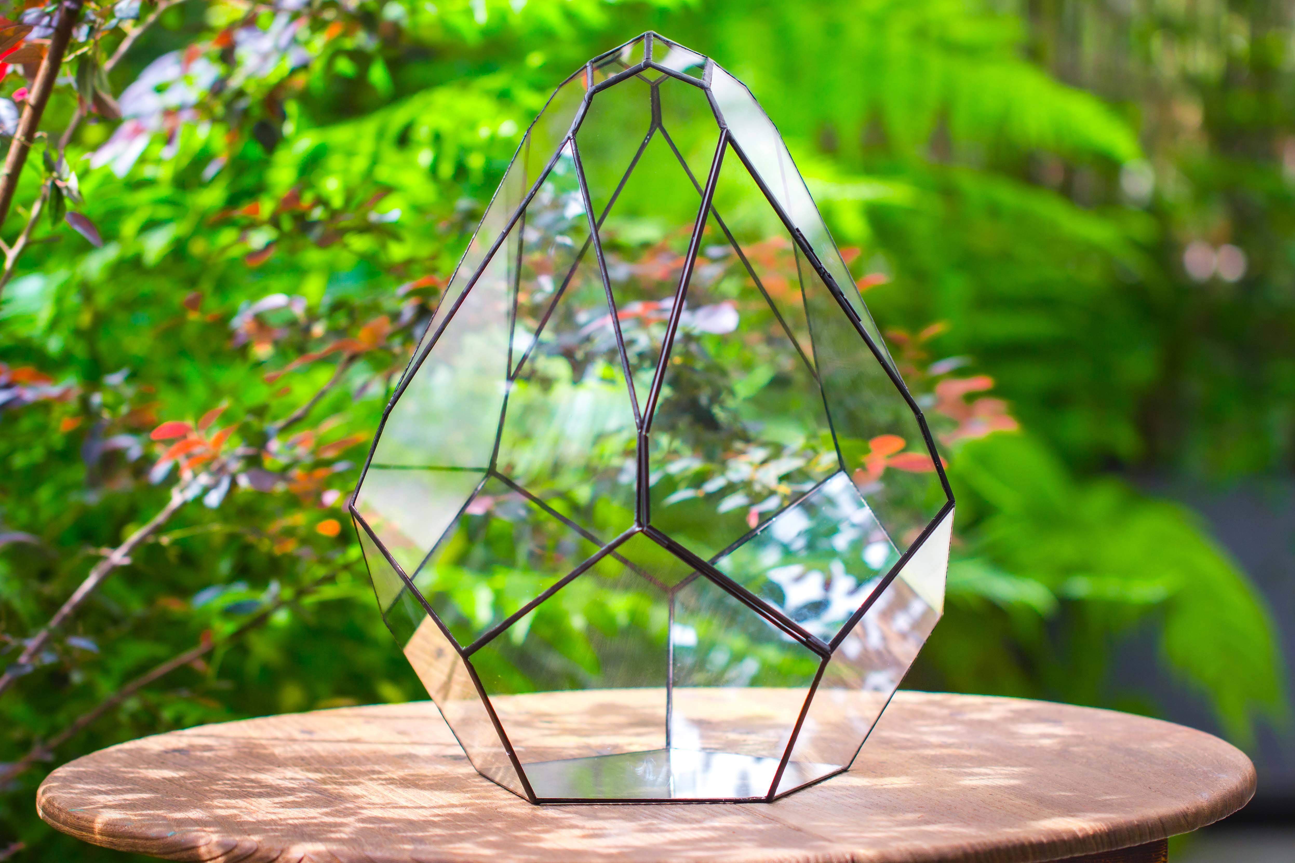 16" Large Teardrop Geometric Terrarium, close - NCYPgarden