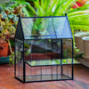 NCYP Vintage House Shape Stainless Steel and Glass Geometric Terrarium, with side door, with Mesh / vent holes for small Insects Pet - NCYPgarden
