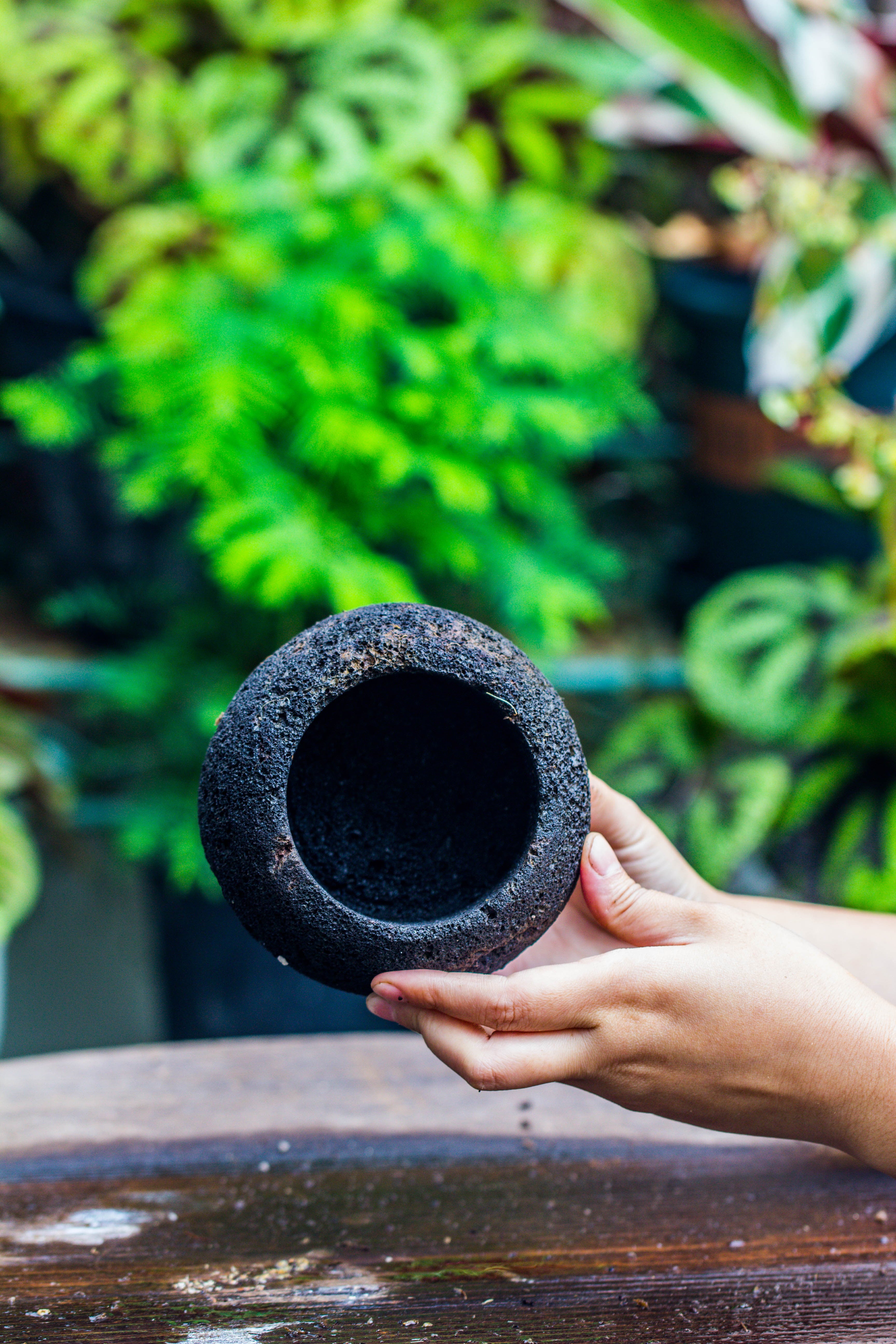 12cm / 4.7" Round Red Horticultural Lava Rock Volcanic Rock Planter for succulents, moss, tropical palants, terrariums - NCYPgarden